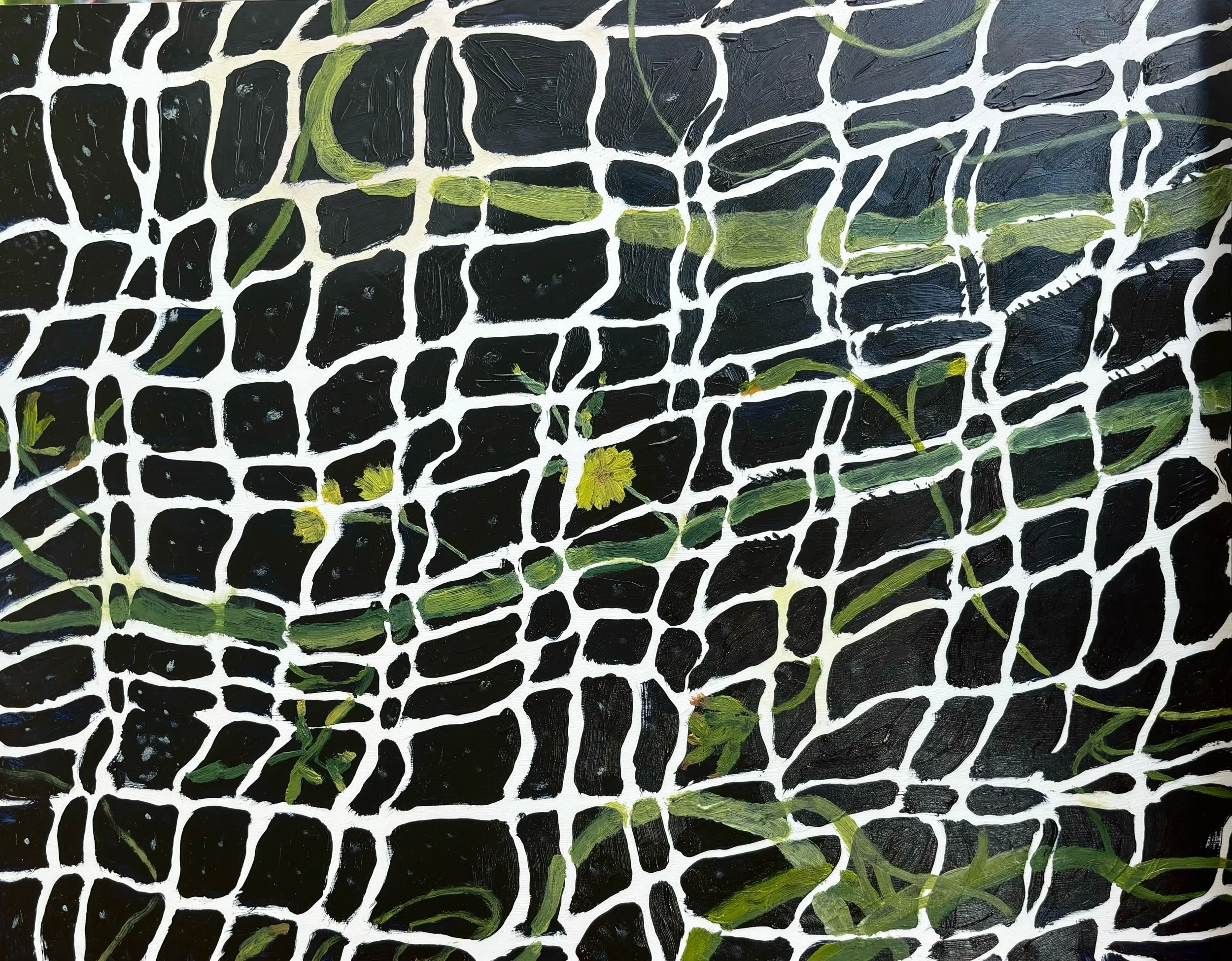 Netted Flowers Oil on panel, 2025