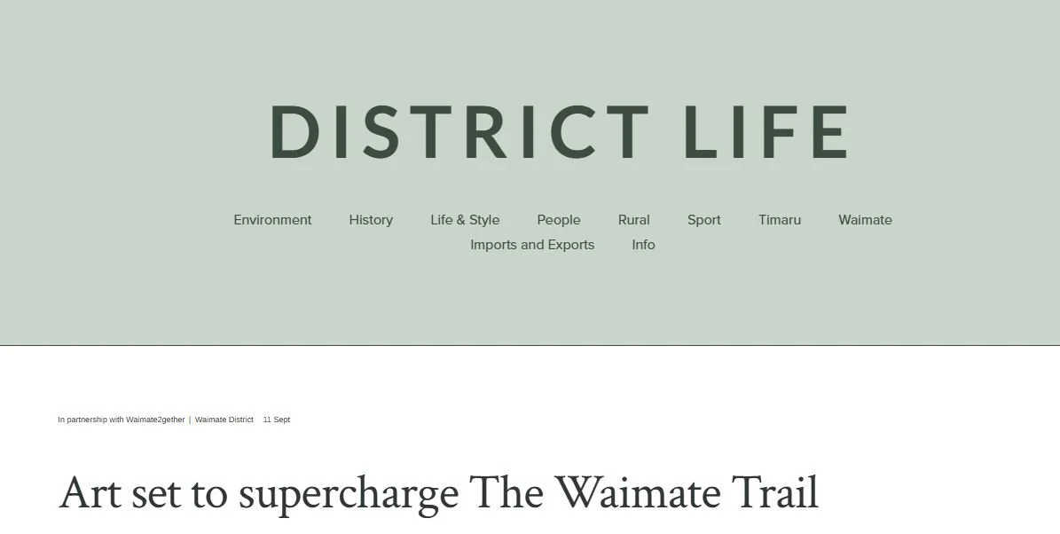 Art set to supercharge The Waimate Trail - District Life's article on the Sculpture Trail