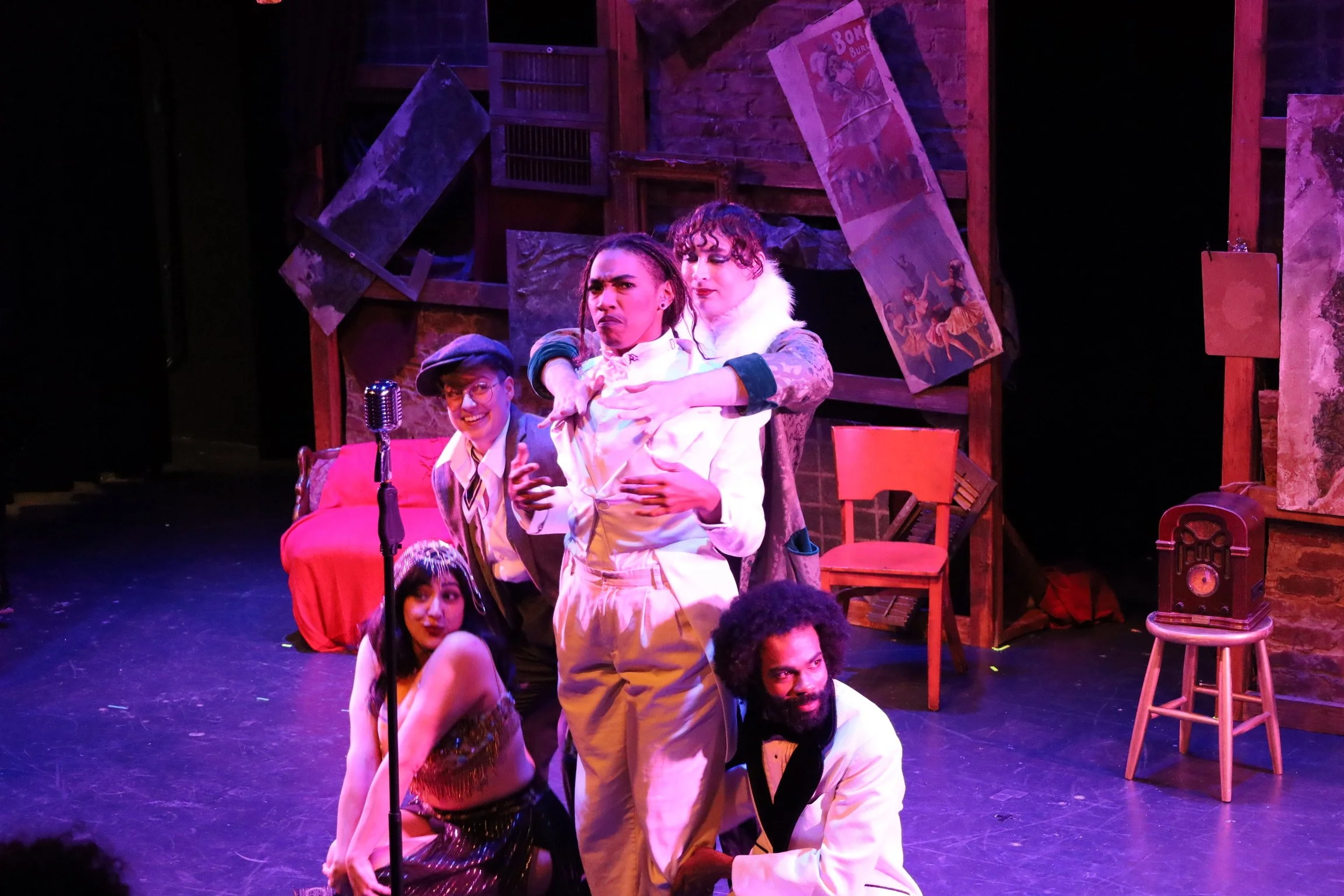 Lama El Homaïssi, Allegra Verlezza, Daxx Wieser, Chip Piper, and Greg Lakhan in The End of Incorporated Filth at Dixon Place (photo by Luca GoldMansour)