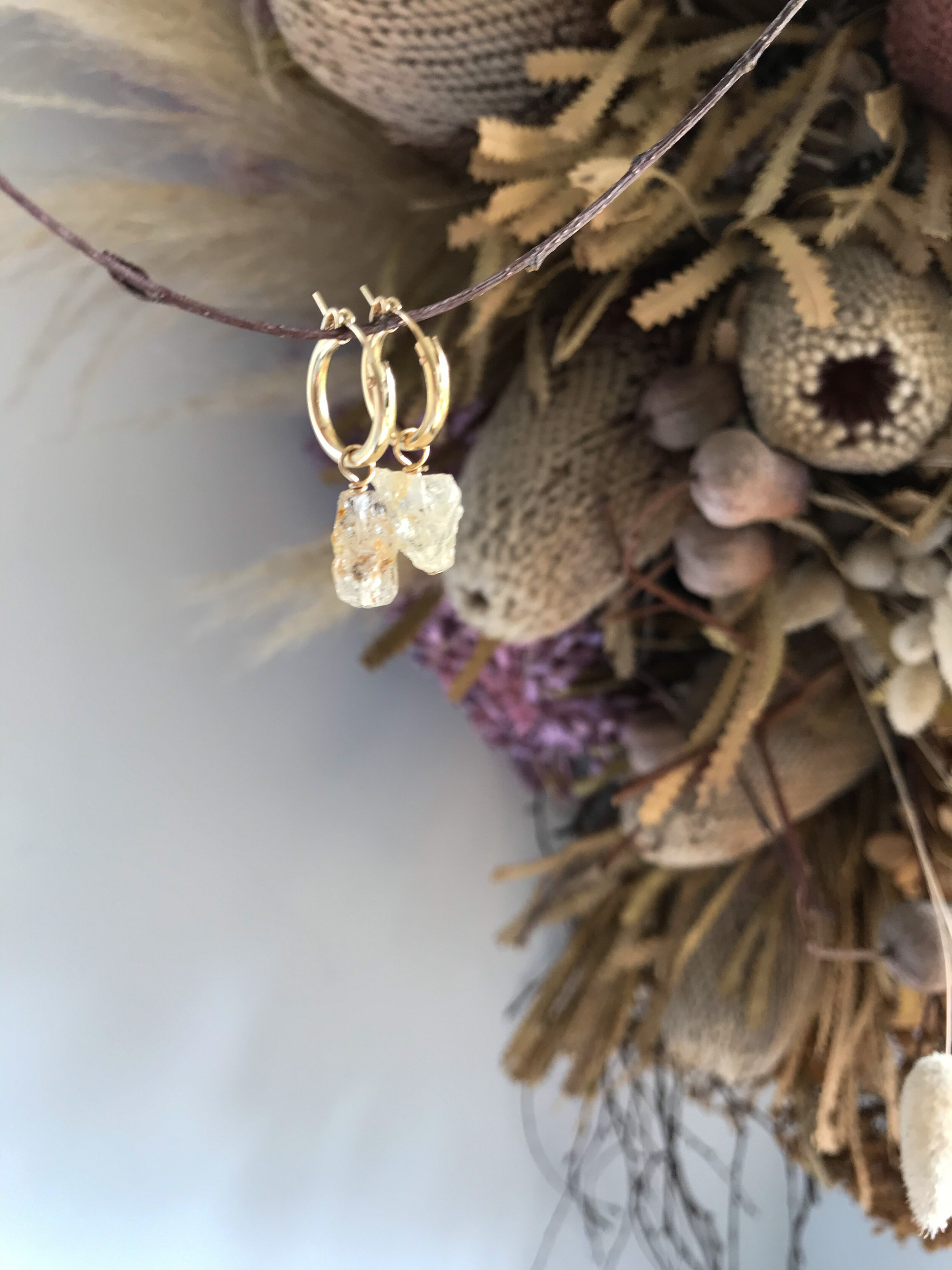 Yellow topaz gold hoops.JPG