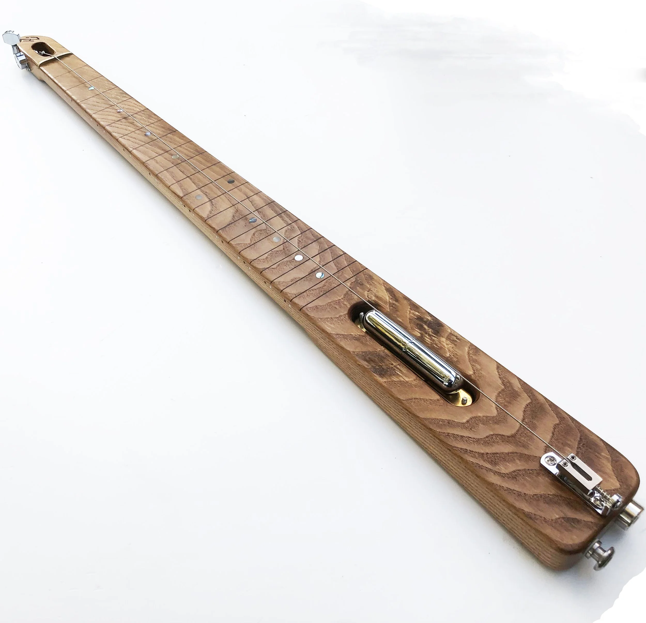 Spalted Ash 1 String Electric Diddley Bow. Artec Pickup, Brass Nut & High Mass Stainless Steel Saddle