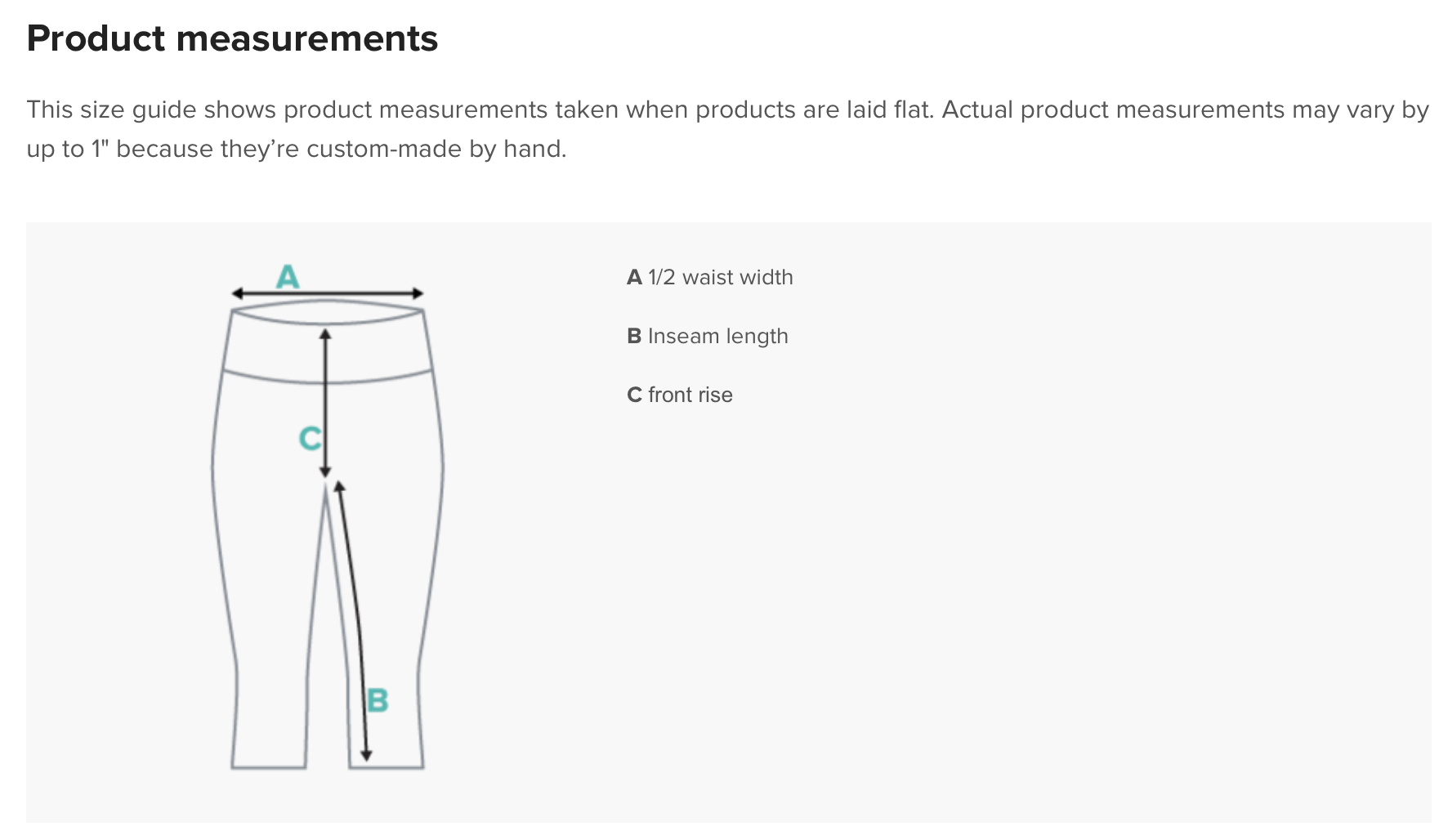 Capris-product-size-guide