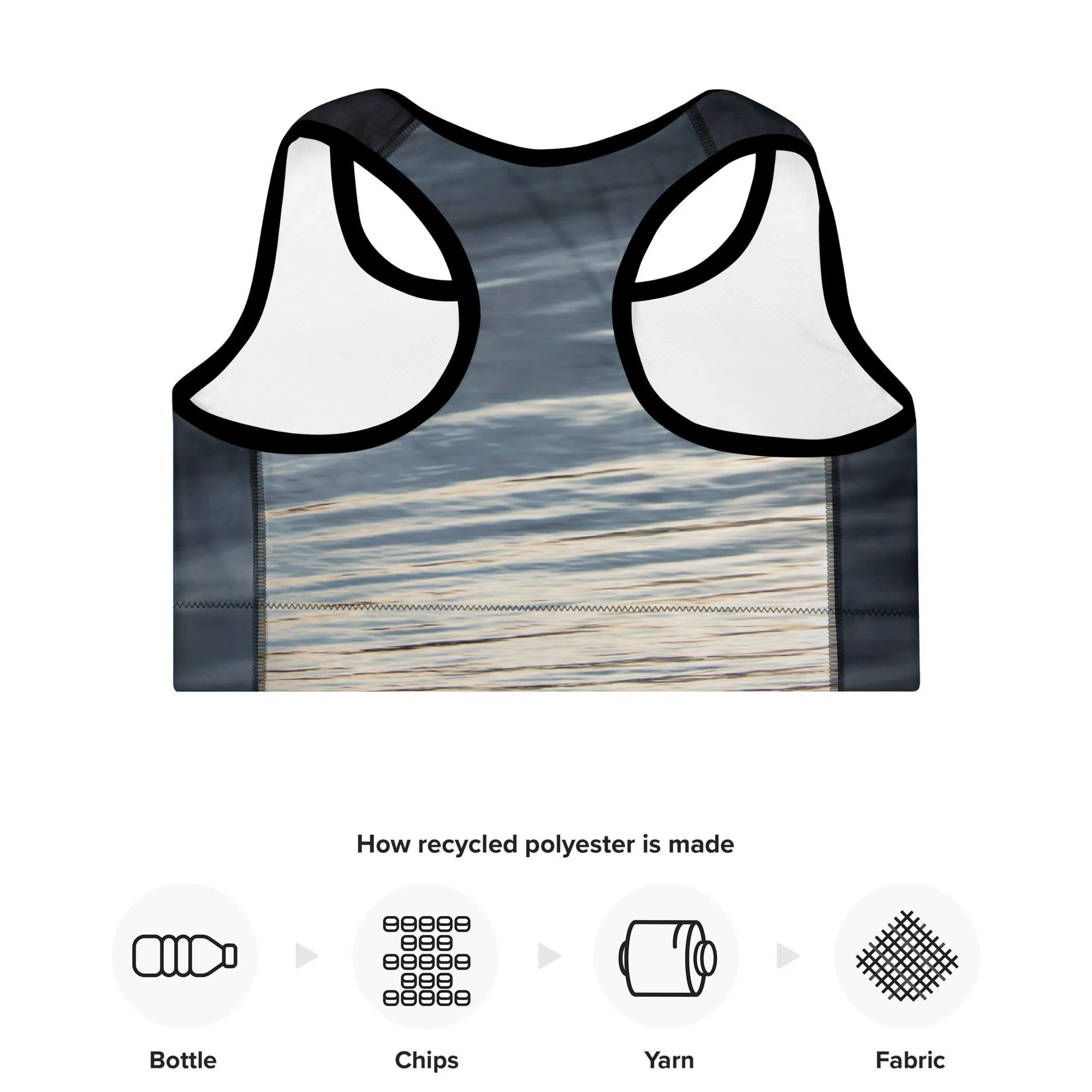 Blue Silver Recycled Trimmed Sports Bra