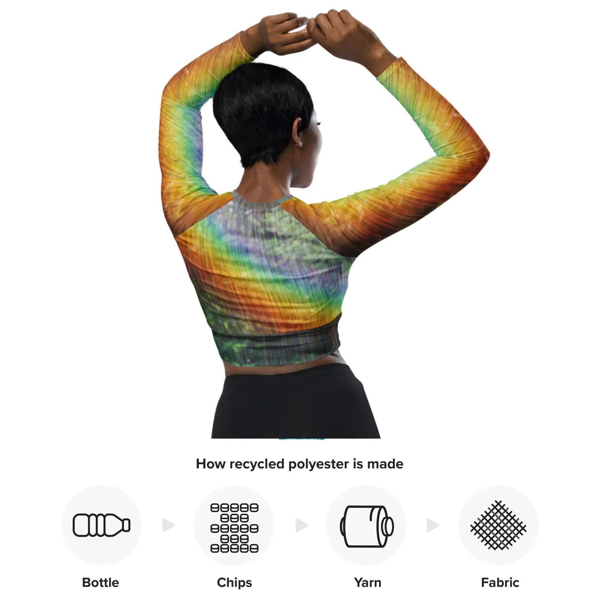 Rainbow Silky Smooth Recycled Long-Sleeve Crop Top