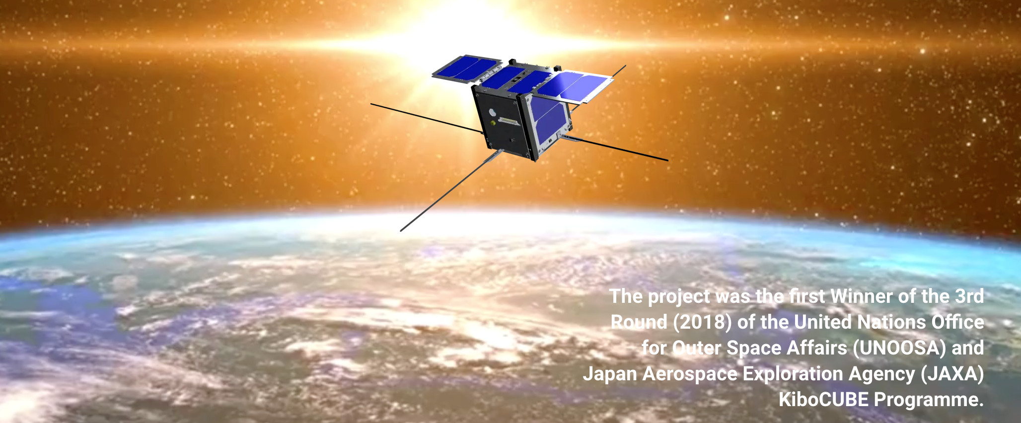 The United Nations/Japan Cooperation Programme on CubeSat Deployment from the International Space Station (ISS) Japanese Experiment Module (Kibo) "KiboCUBE" | Image Credit: UNOOSA/JAXA Partnership