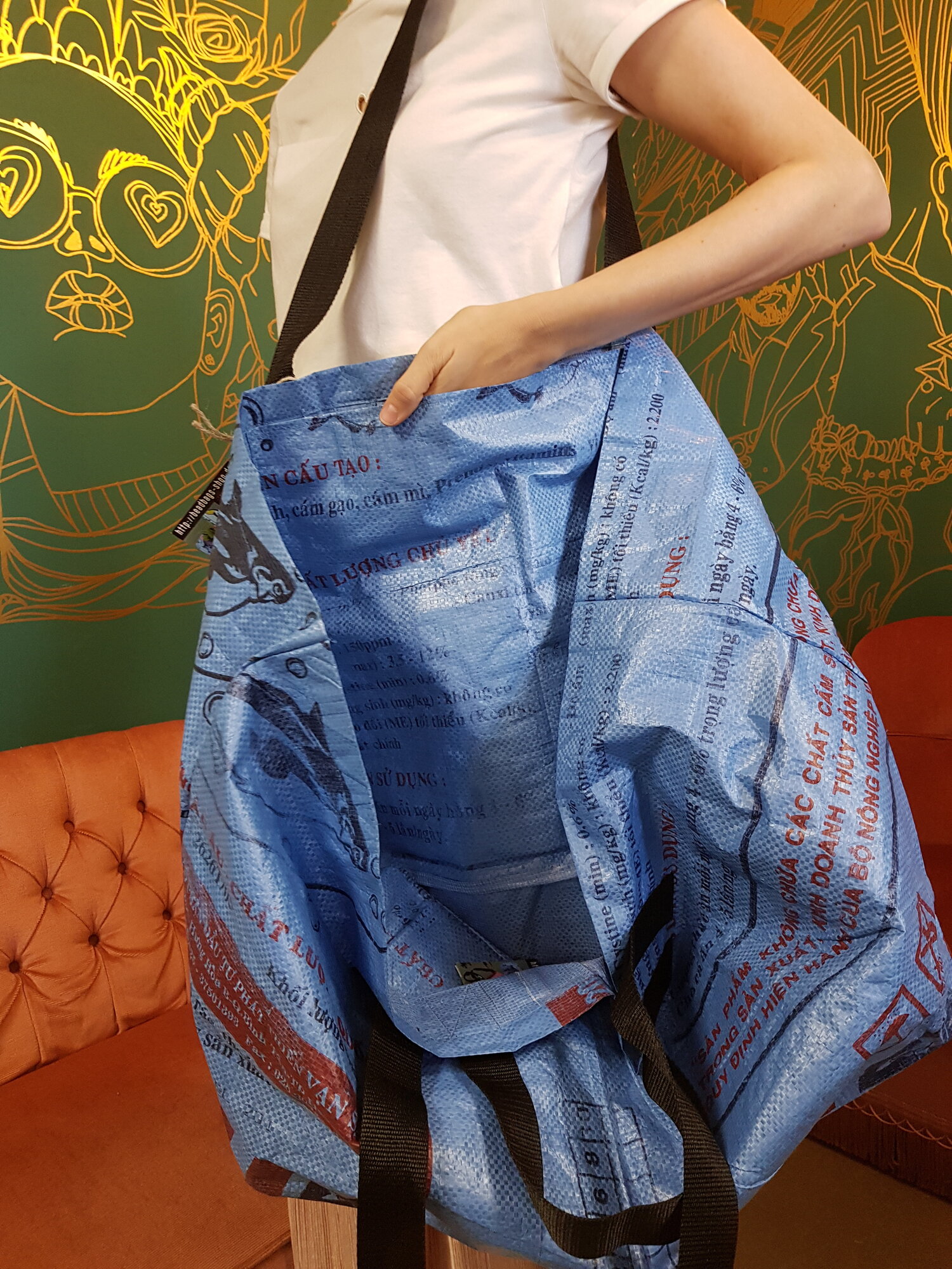 XXL Bag blau Upcycling made in Kambodscha — dasSüß