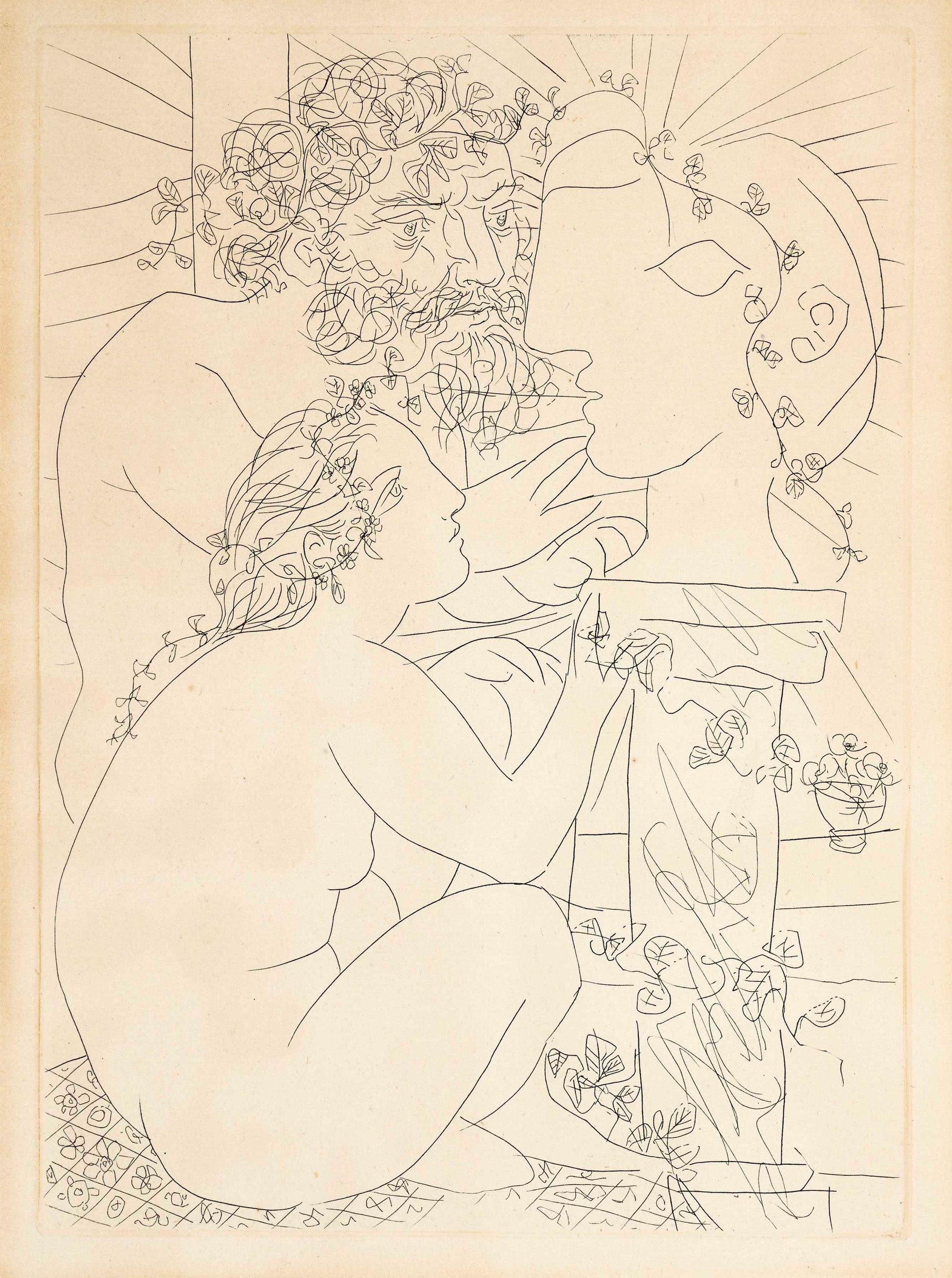 Sculpteur avec son modèle, sa sculpture et un bol d'anémones, from the Vollard Suite