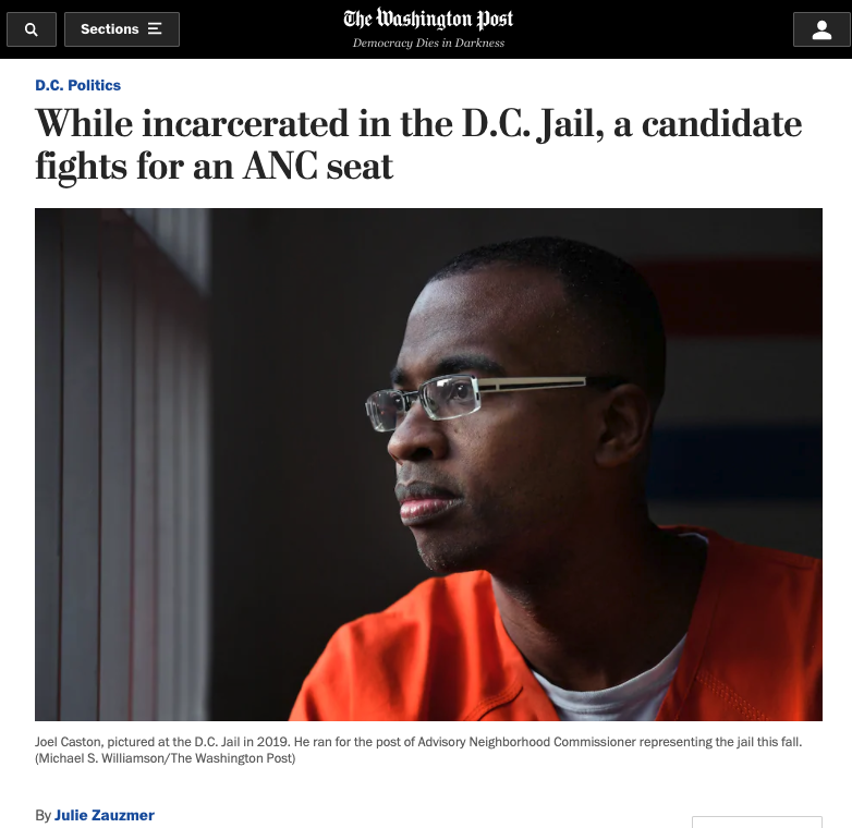 While incarcerated in the D.C. Jail, a candidate fights for an ANC seat