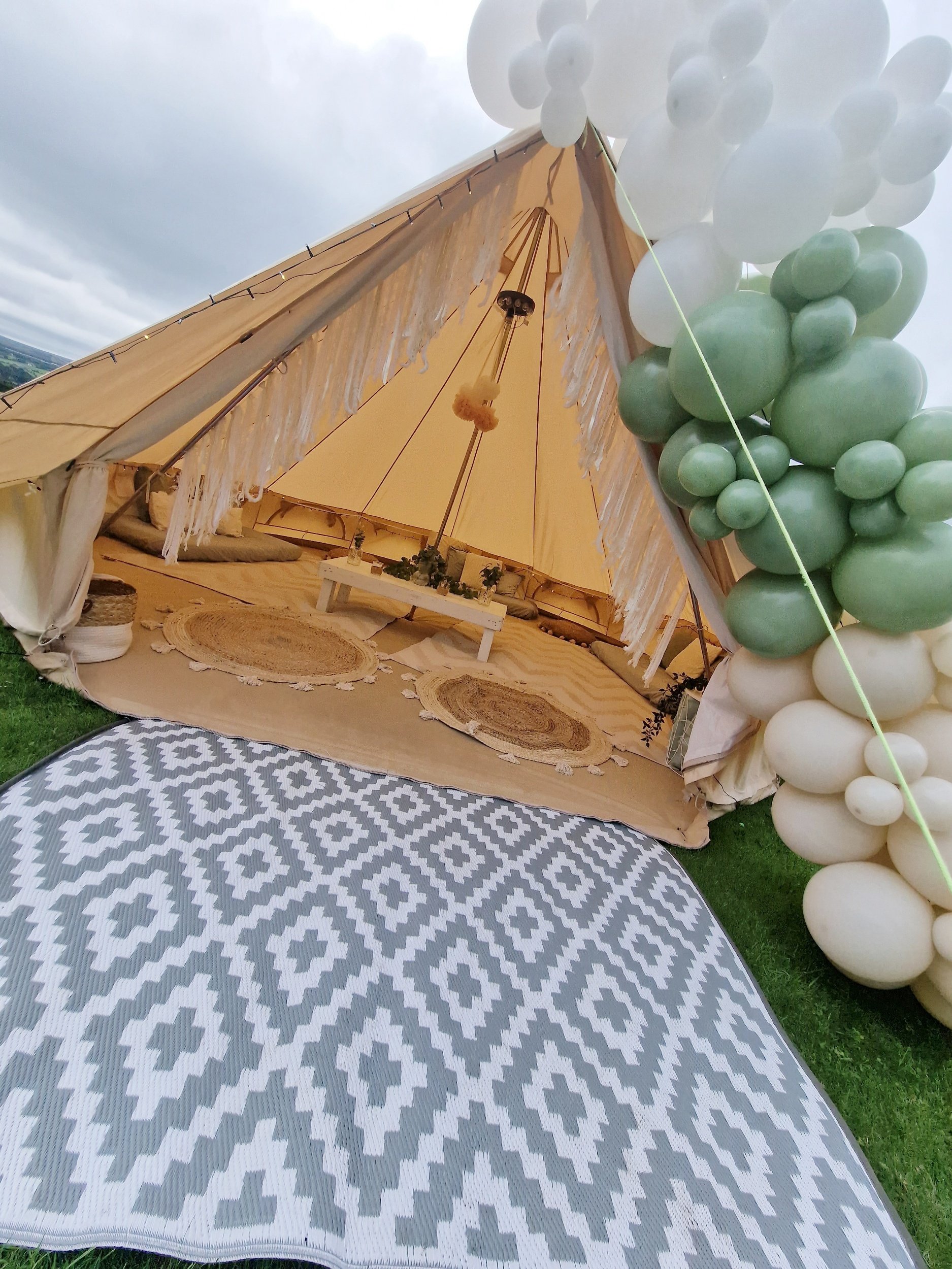 Beige and sage bell tent 