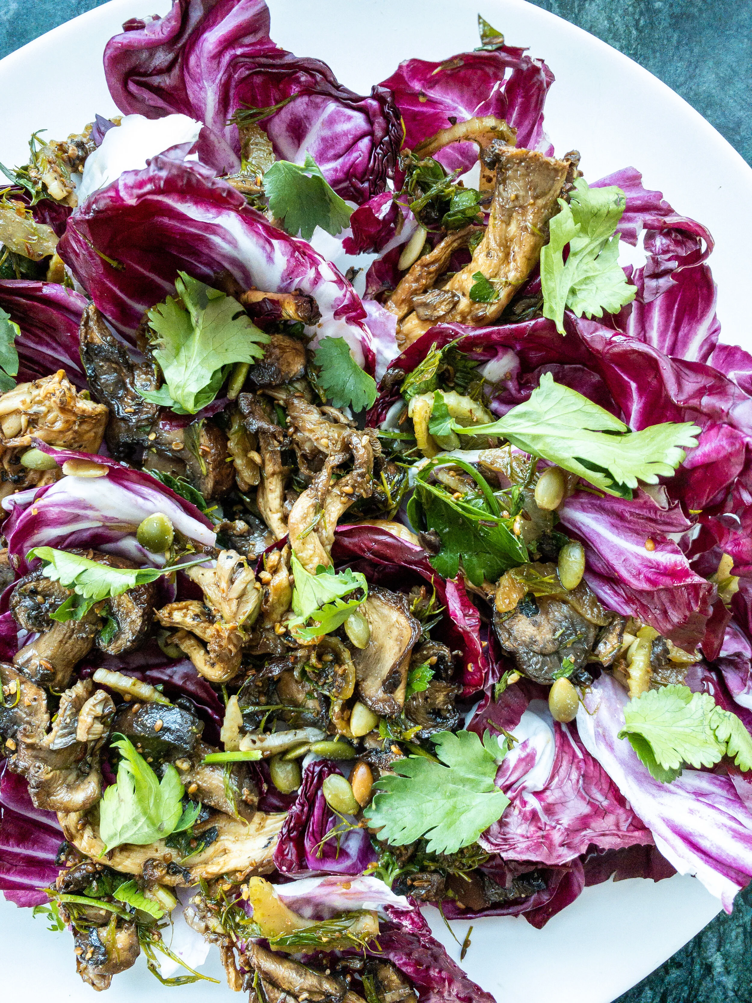Marinated Mushroom Salad with Radicchio &amp; Pepitas