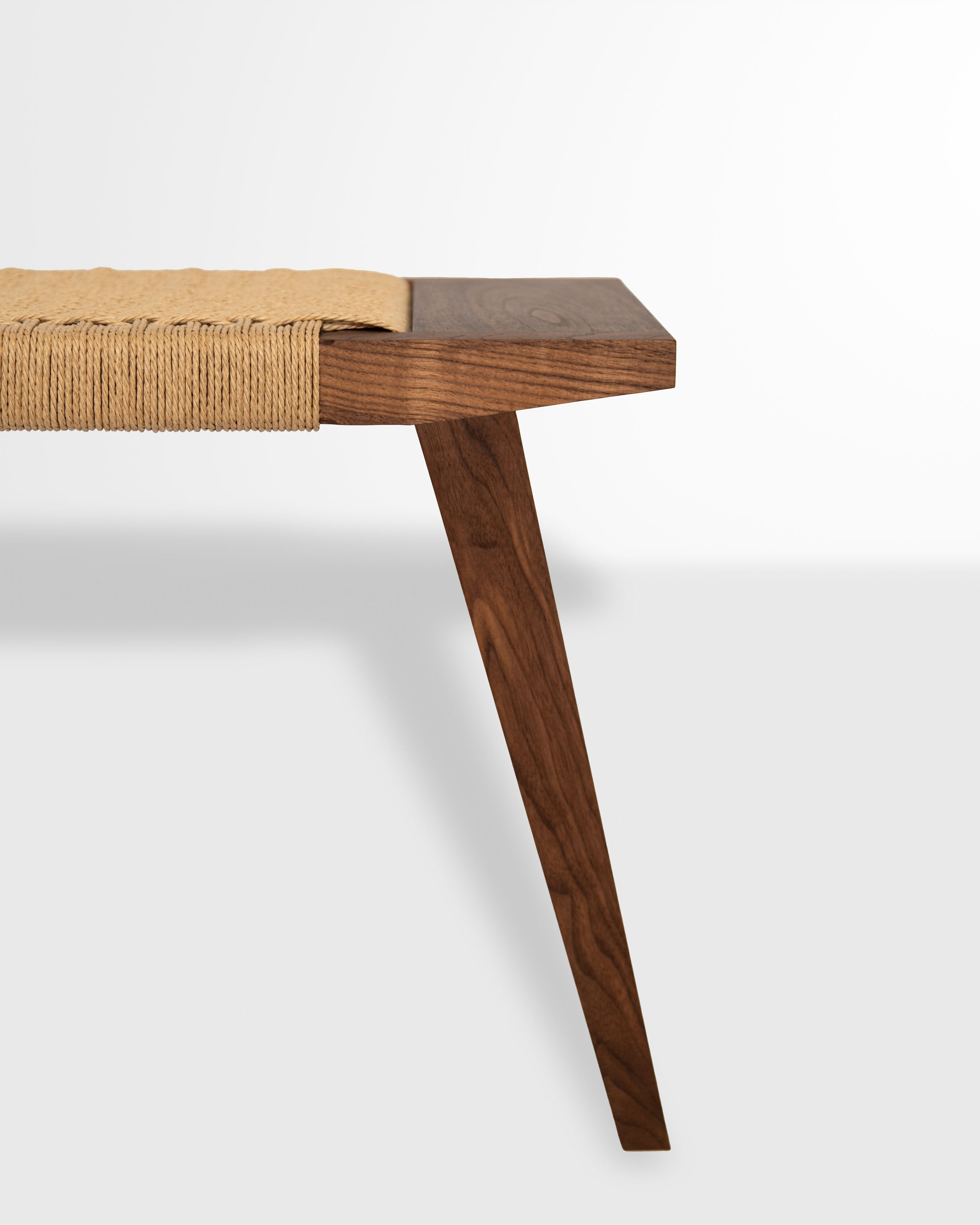Handmade Danish Cord Bench - Walnut by Kellen Carr Studio