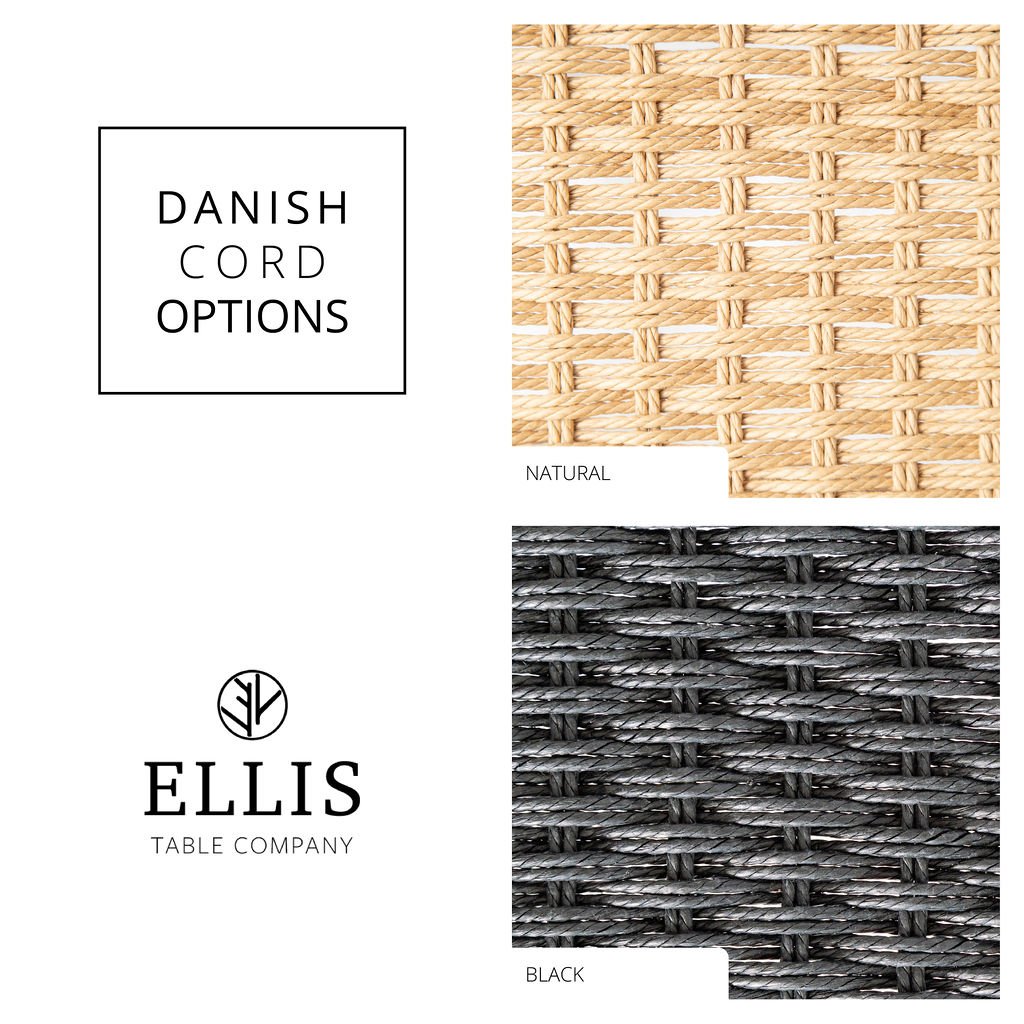 Canva Bench in Walnut  Black Natural Danish Cord — Ellis Table Co.