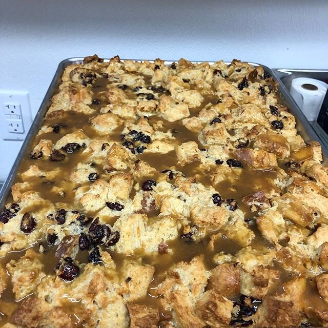 Hot orange cranberry Carmel bread pudding hot out the oven !