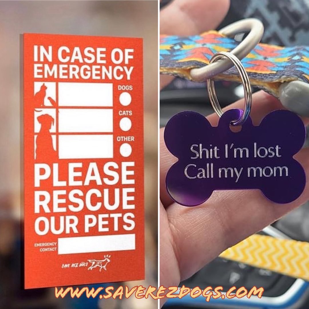 🚨This week is Emergency Preparedness Week in Canada. Plan ahead for you and your family, including pets, to ensure community-wide safety.
We have 2 items on our merch list that are for your pet's safety: 
&bull; an emergency cling sticker 
&bull; pe