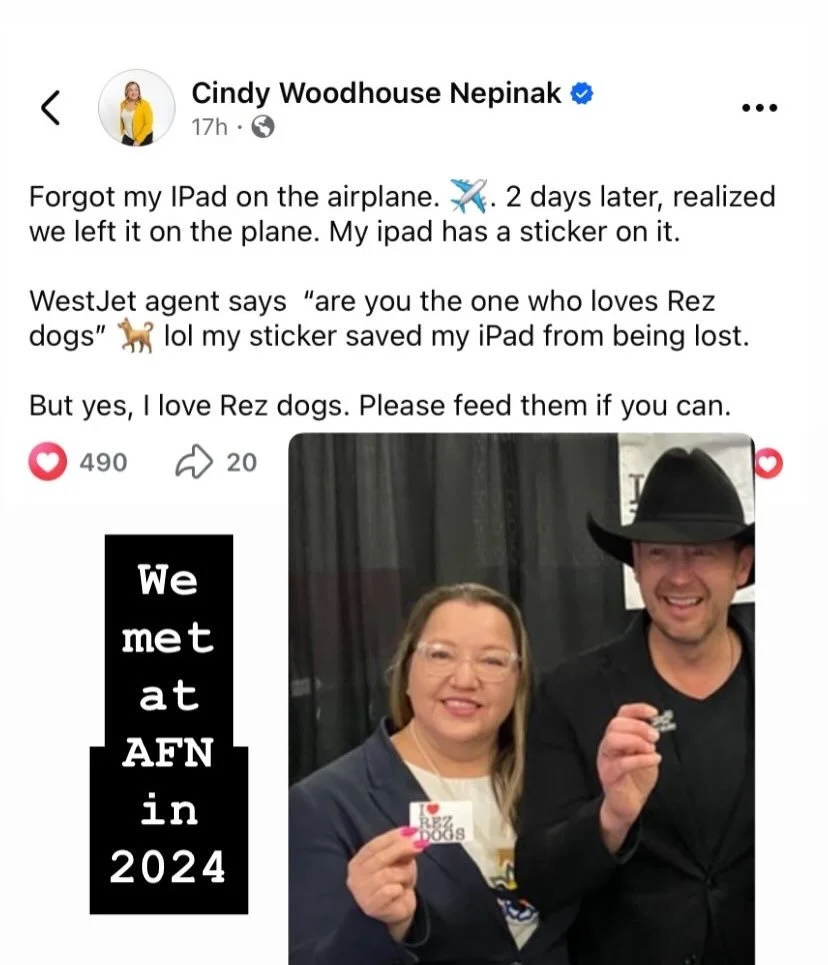 Save Rez Dogs saving iPads! 🐾 We met National Chief Cindy Nepanik last year at AFN&rsquo;s AGM in Ottawa, and we&rsquo;re thankful she was kind and receptive to our message, enough that our resolution on Animal Care &amp; Control in First Nations co