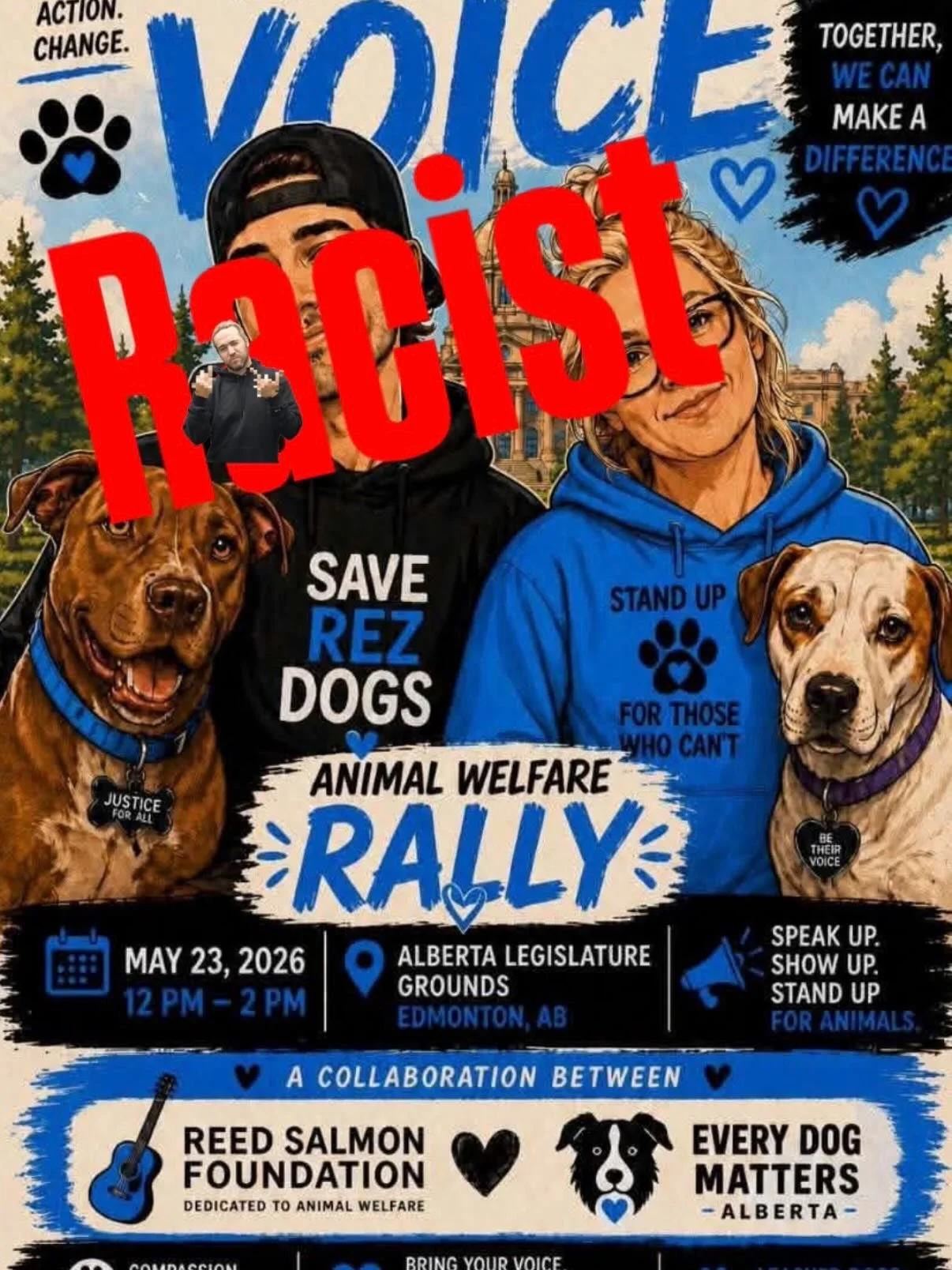 Save Rez Dogs&trade; is our name, our work, and our brand. **We do not endorse this event in AB!!**
If harmful behaviour, rhetoric, and exploitation never get called out, it just keeps going. Today felt like enough was enough. Buddy can come up with 
