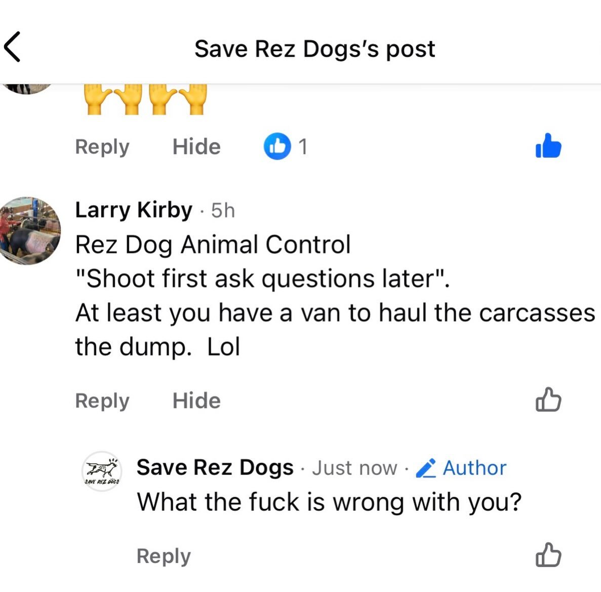 I don&rsquo;t want to hoard this experience over on Facebook, so here&rsquo;s a little glimpse into the mess. 🙄
These are just a couple of the comments we got after sharing a really positive Animal Wellness initiative happening at Cote First Nation,