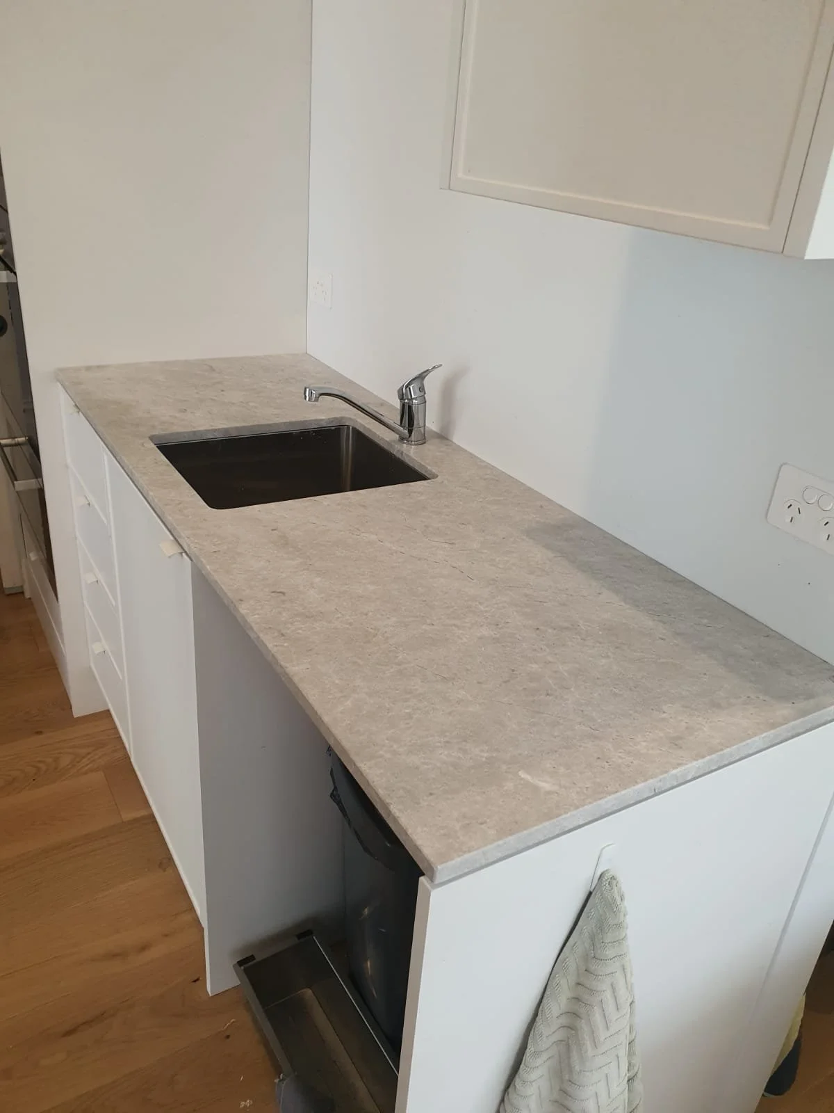 Rock Emporium Kitchen completed in Light grey Tundra honed