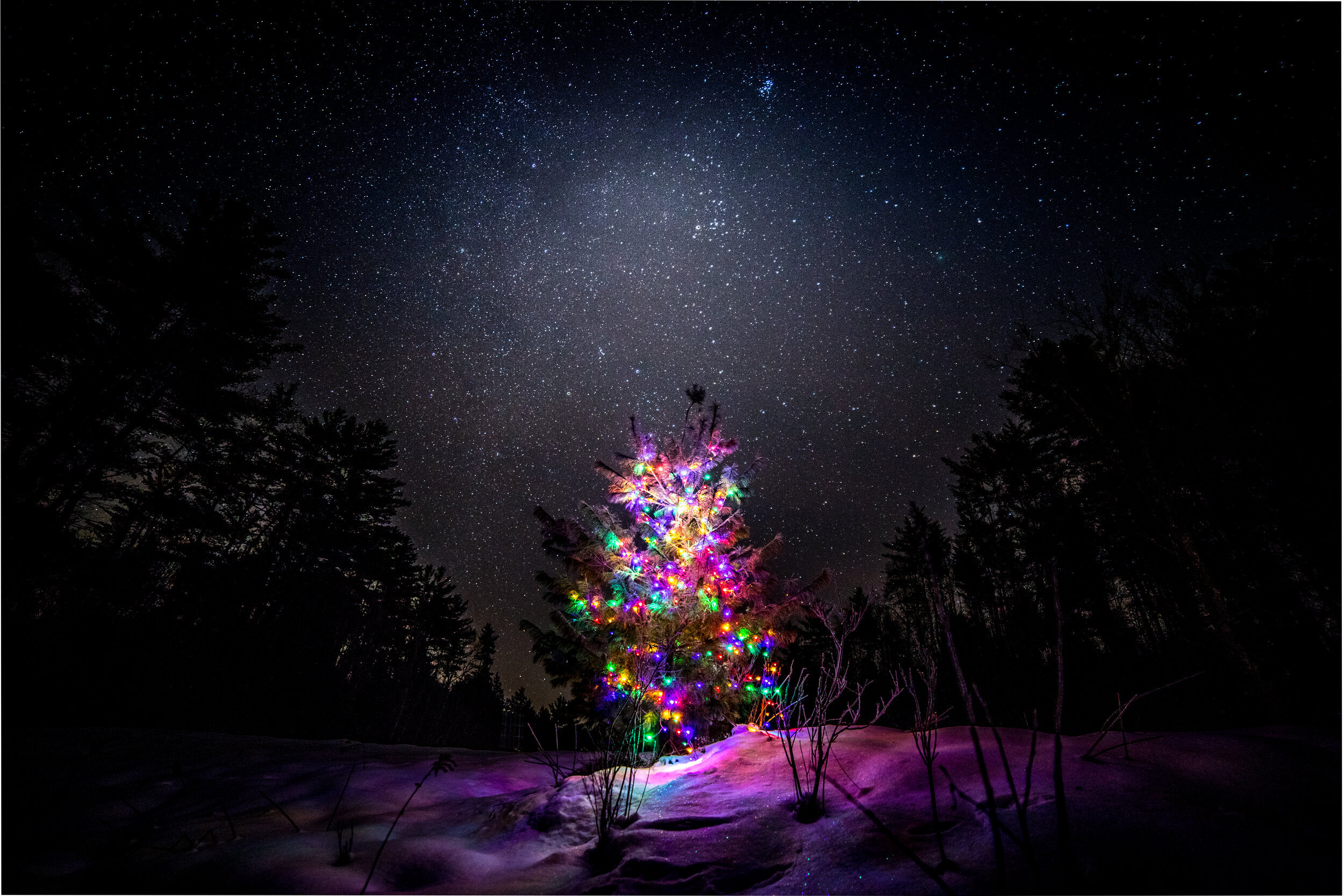 Christmas lights and stars