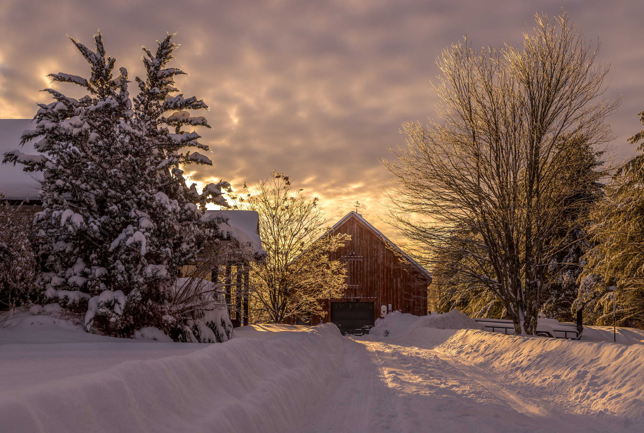 Sunrise after a snowstorm in Jericho, VT