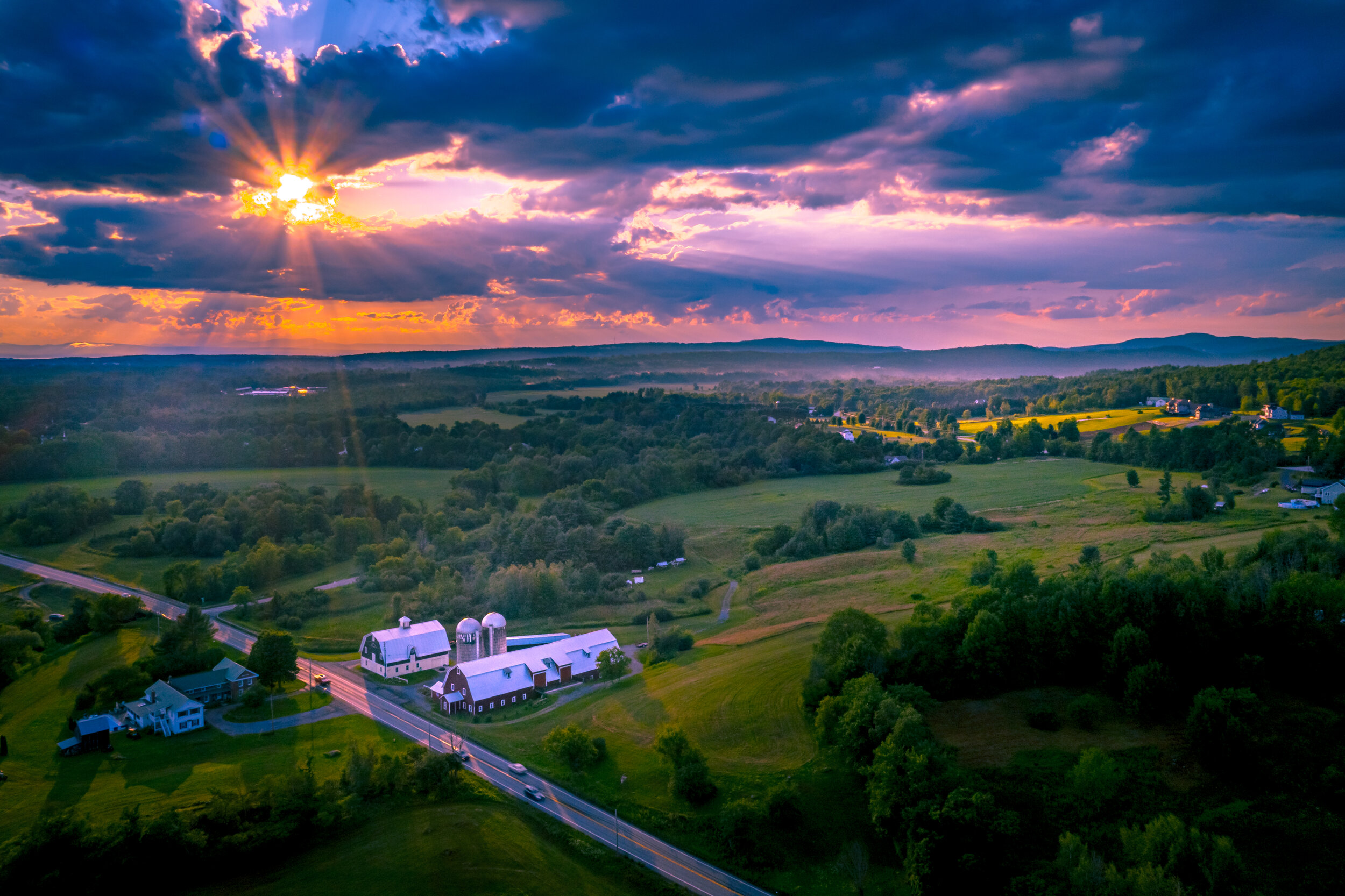 Sunset in Jericho over Whitcomb Barn