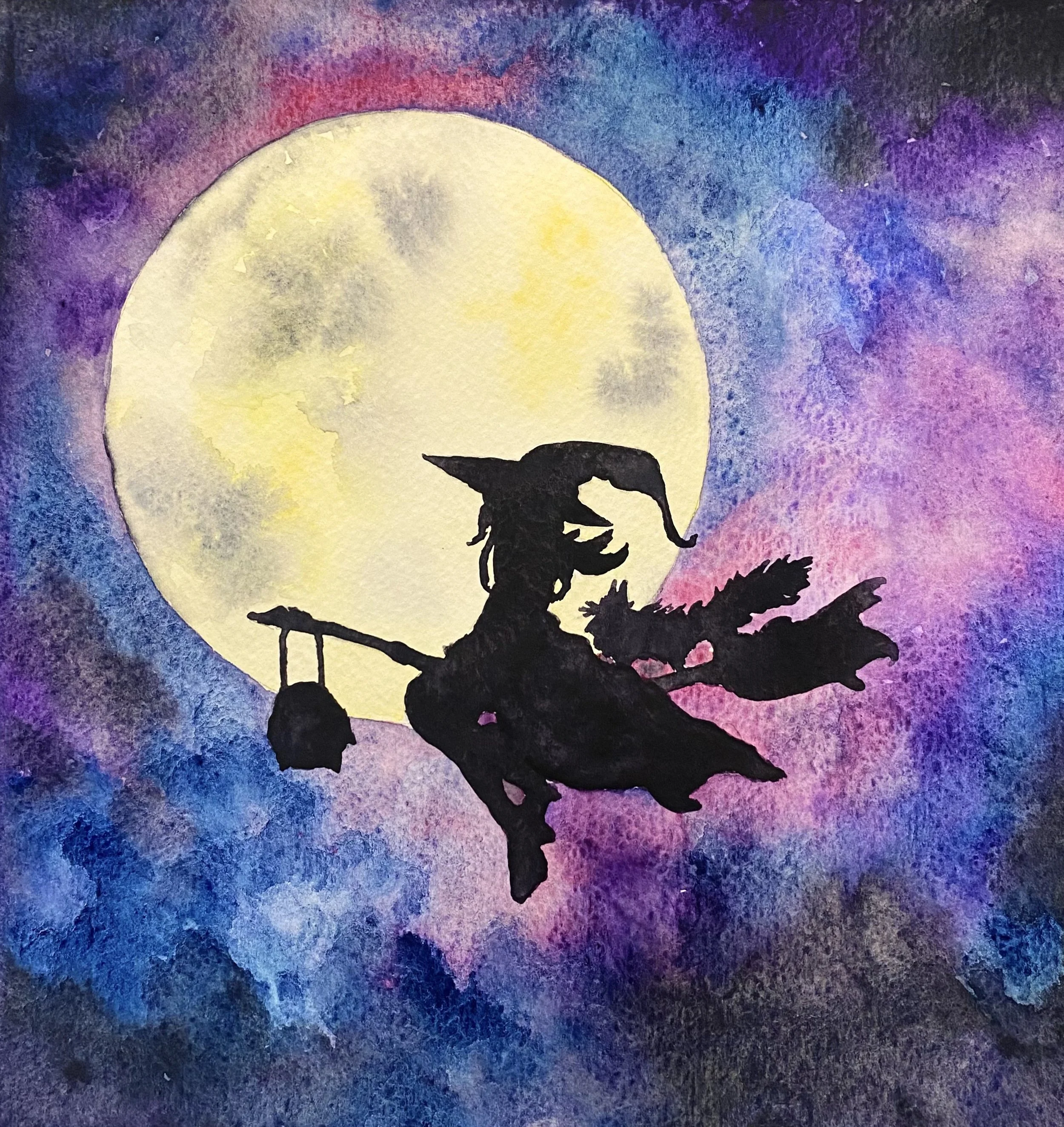 Fly away with us for a Witchy Watercolor painting for spooky season!