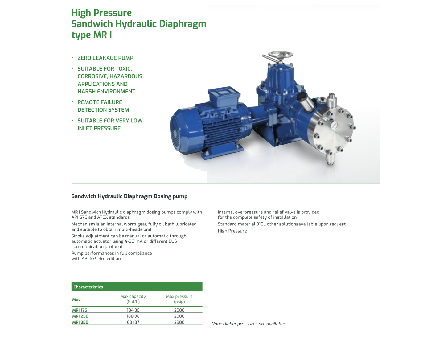 FPZ Type MR I High Pressure metering pump brochure