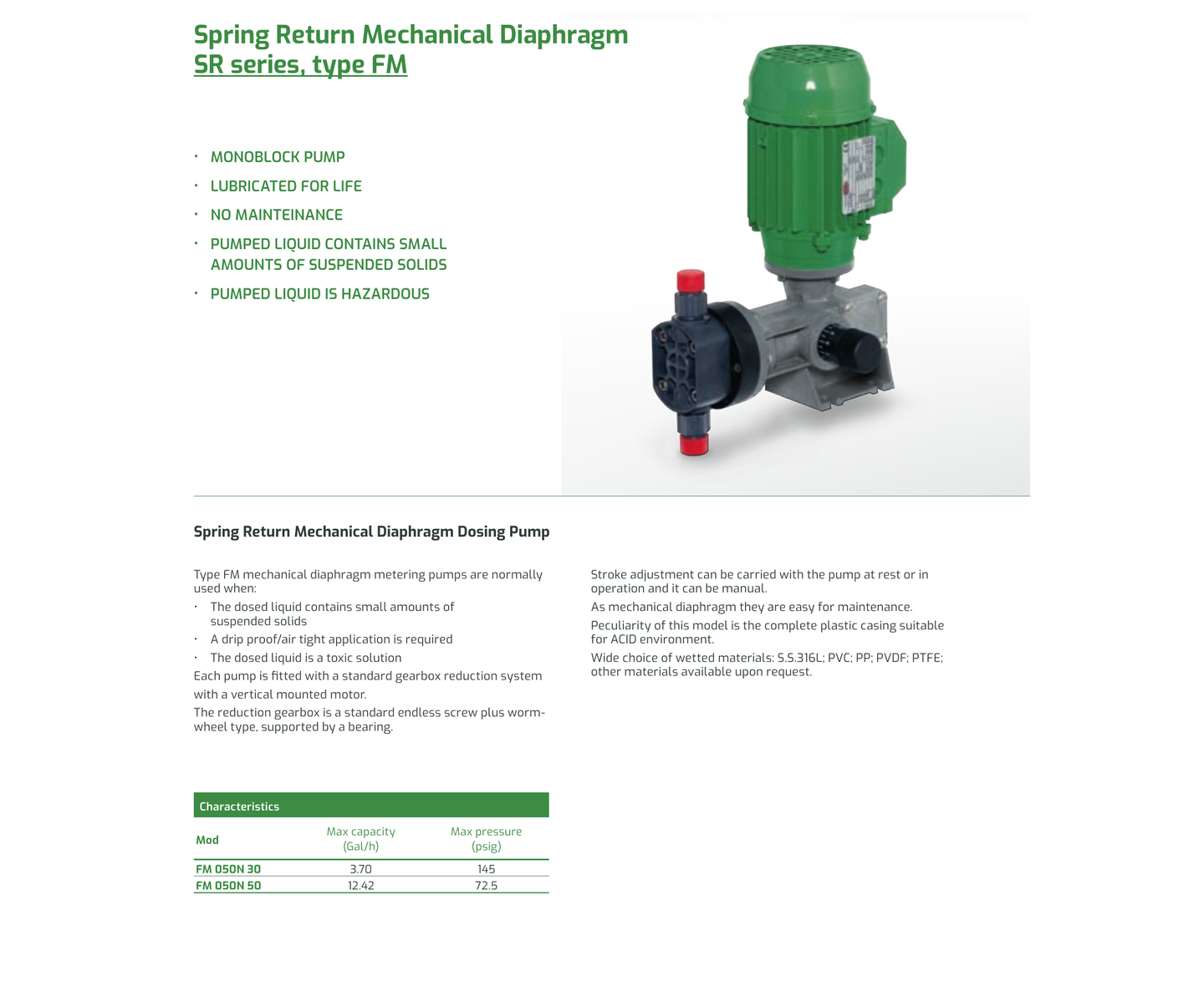 FPZ Type FM Diaphragm metering pump brochure