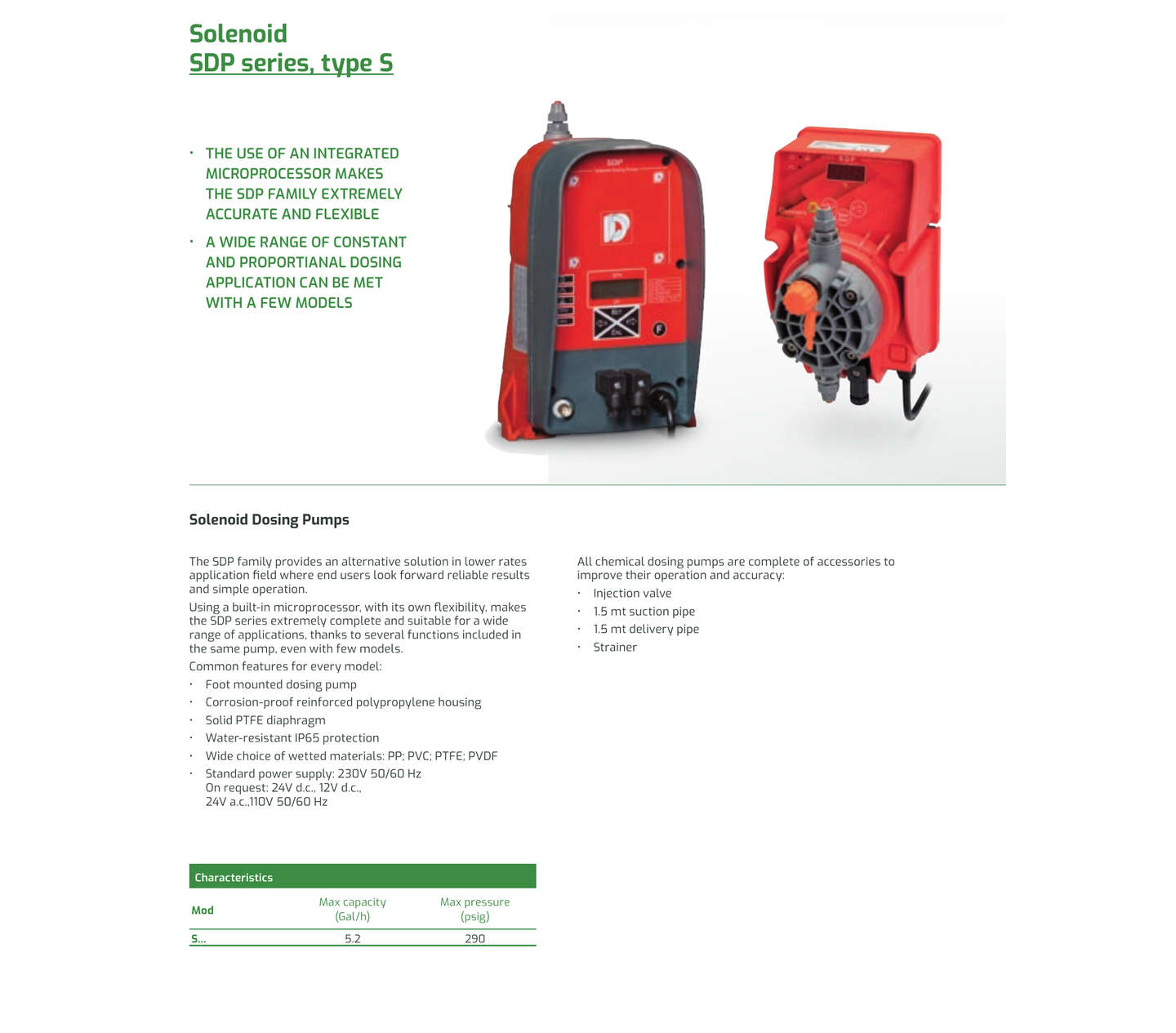 FPZ SDP Solenoid Pumps metering pump brochure