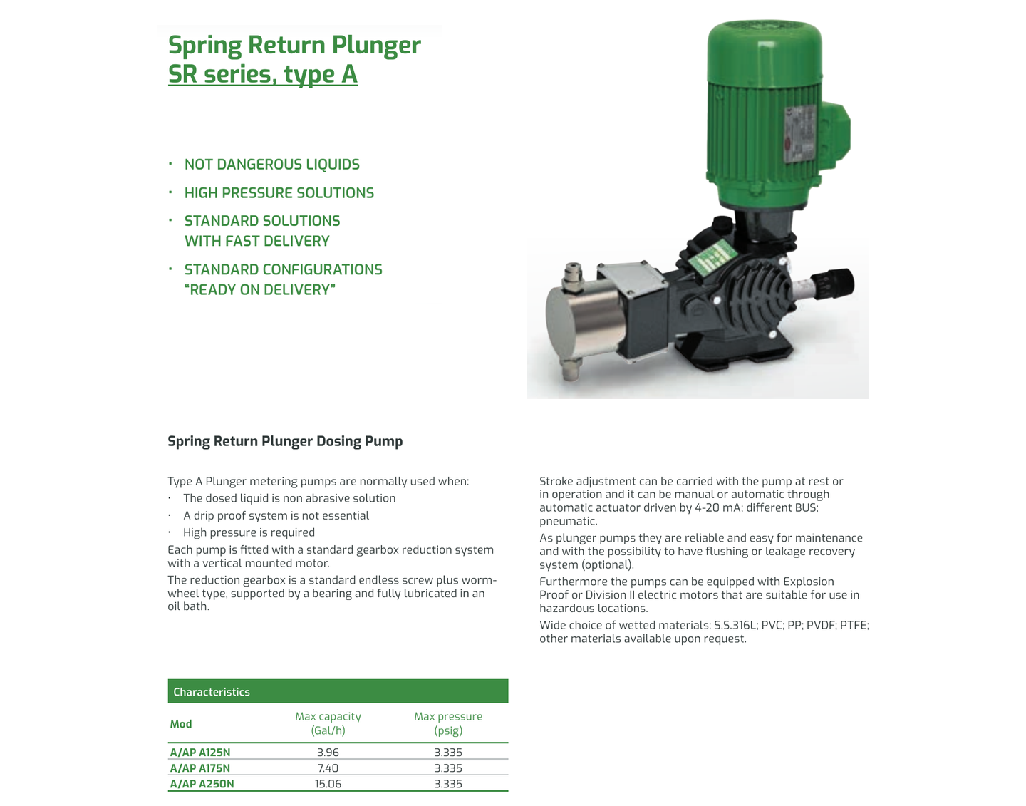 FPZ Type A Plunger metering pump brochure