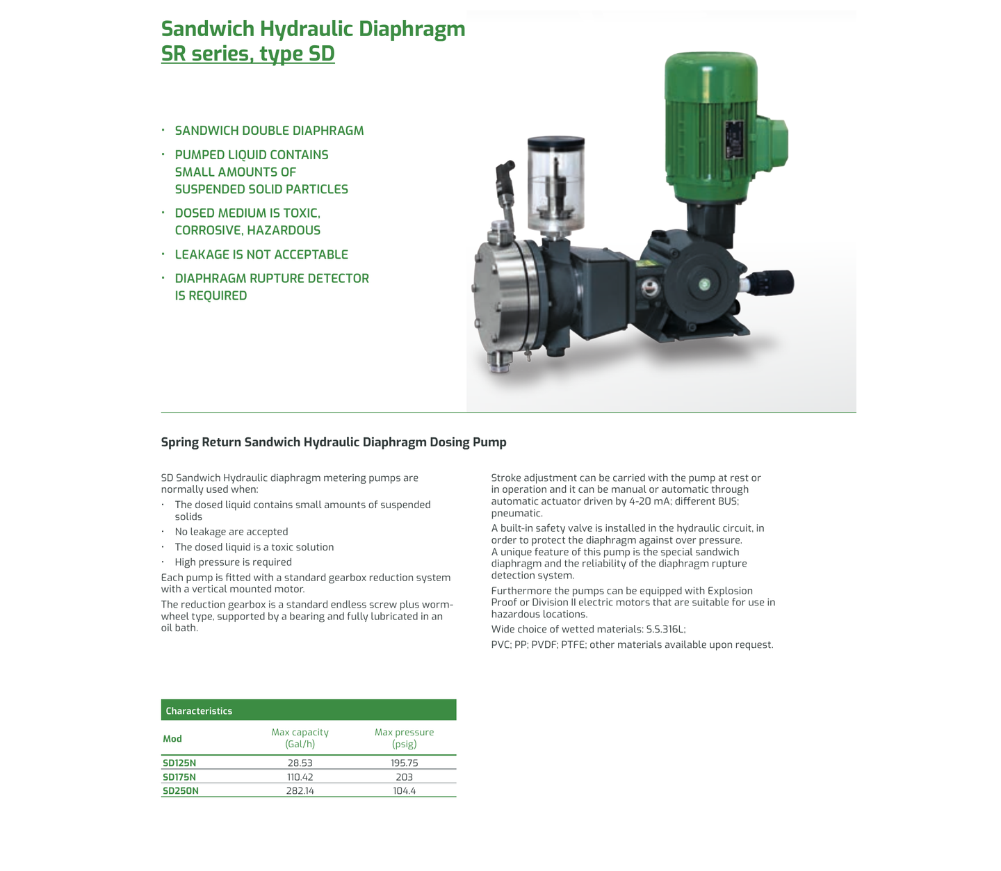 FPZ Type SD Sandwich Diaphragm metering pump brochure