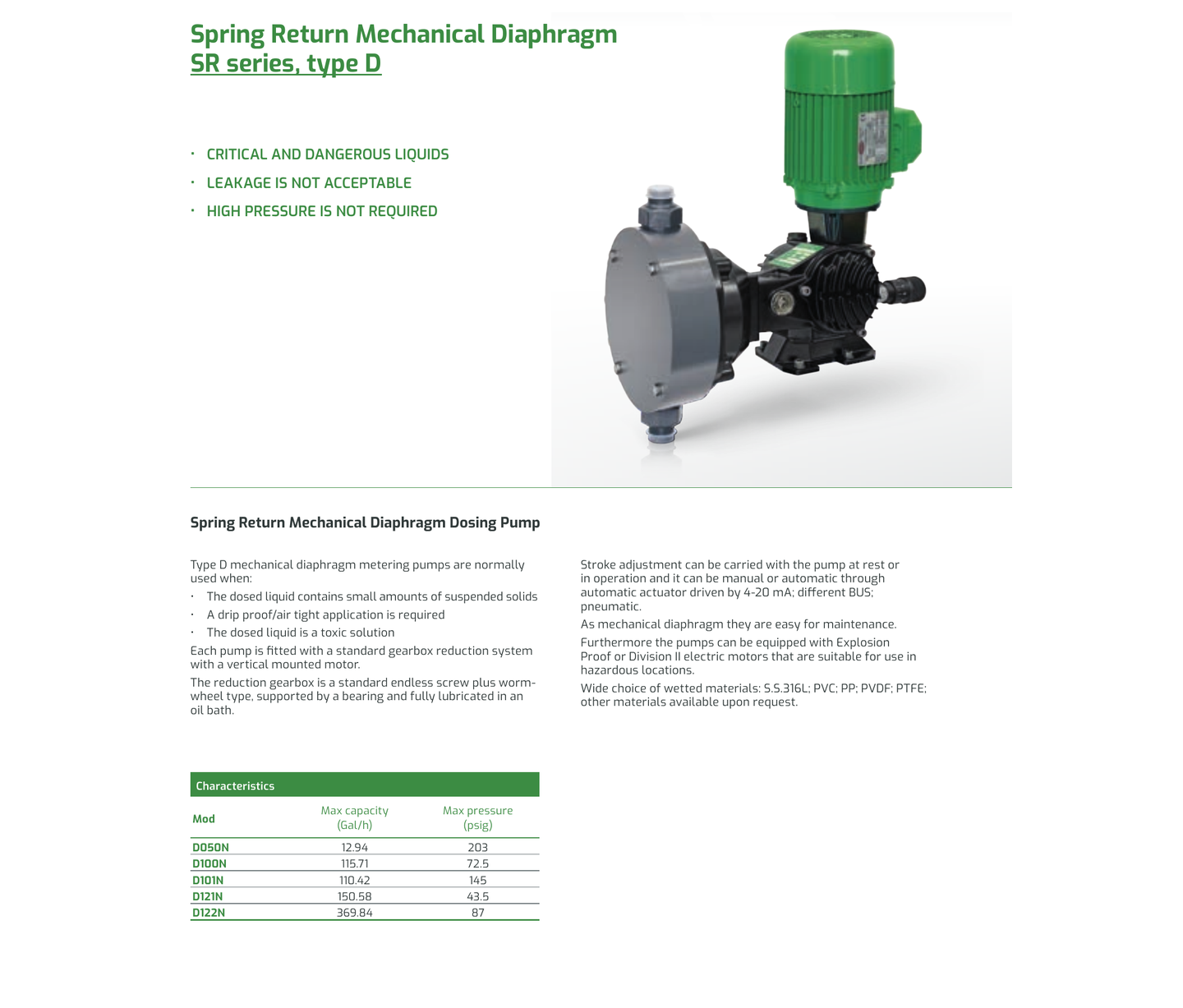 FPZ Type D Diaphragm metering pump brochure