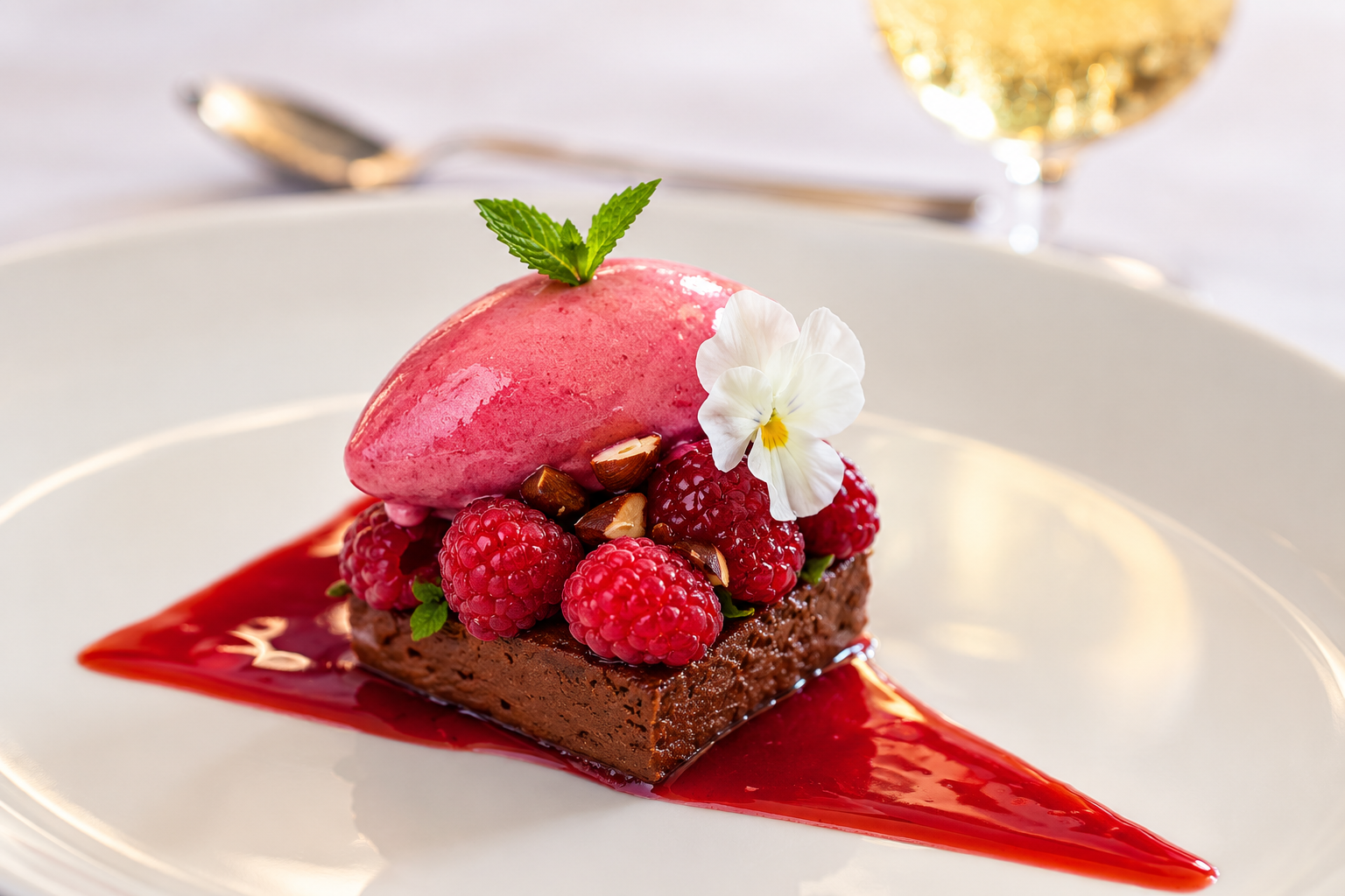 En av mange desserter fra Strand Restaurant