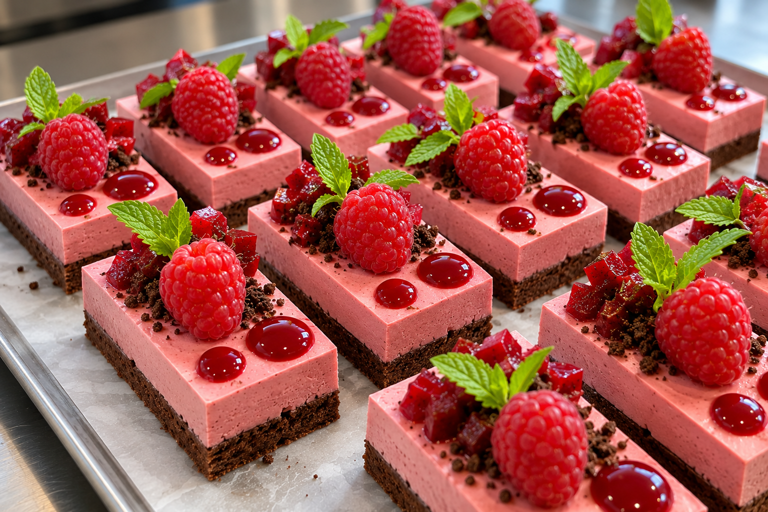 Deilig bringebærdessert på Strand Restaurant