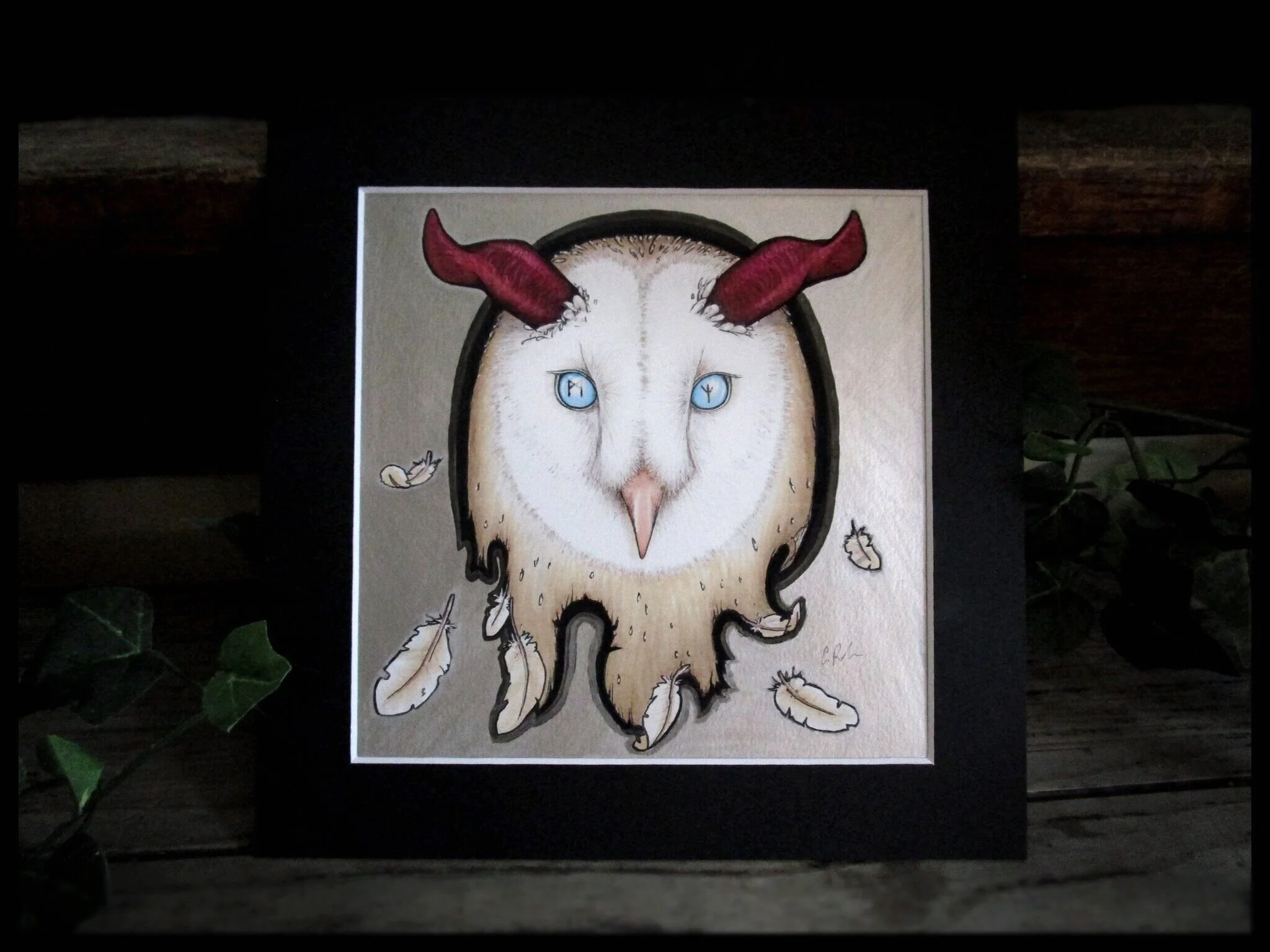 Runic Owl (Silver background)