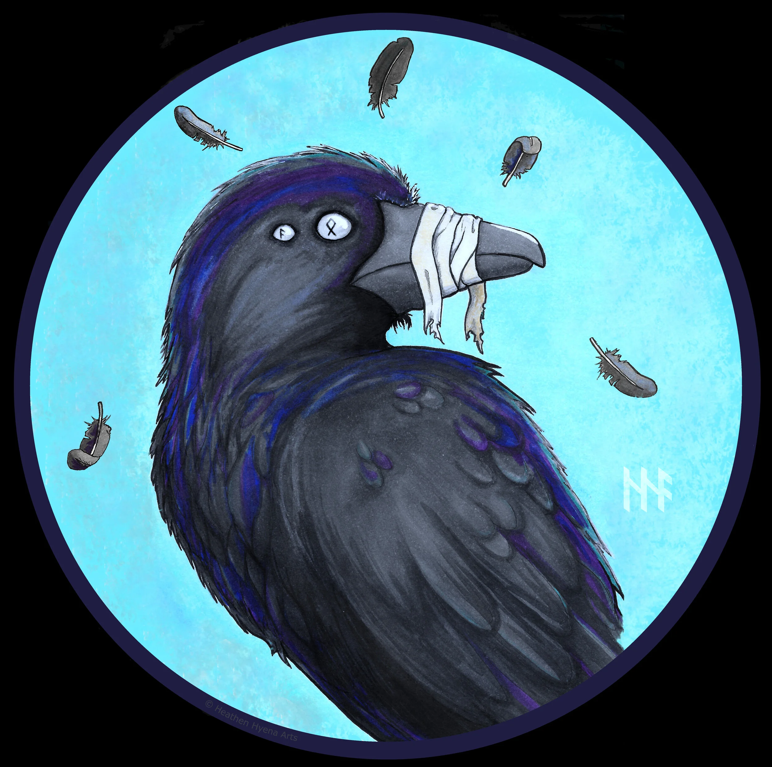 Rune Eyed Raven Vinyl Sticker