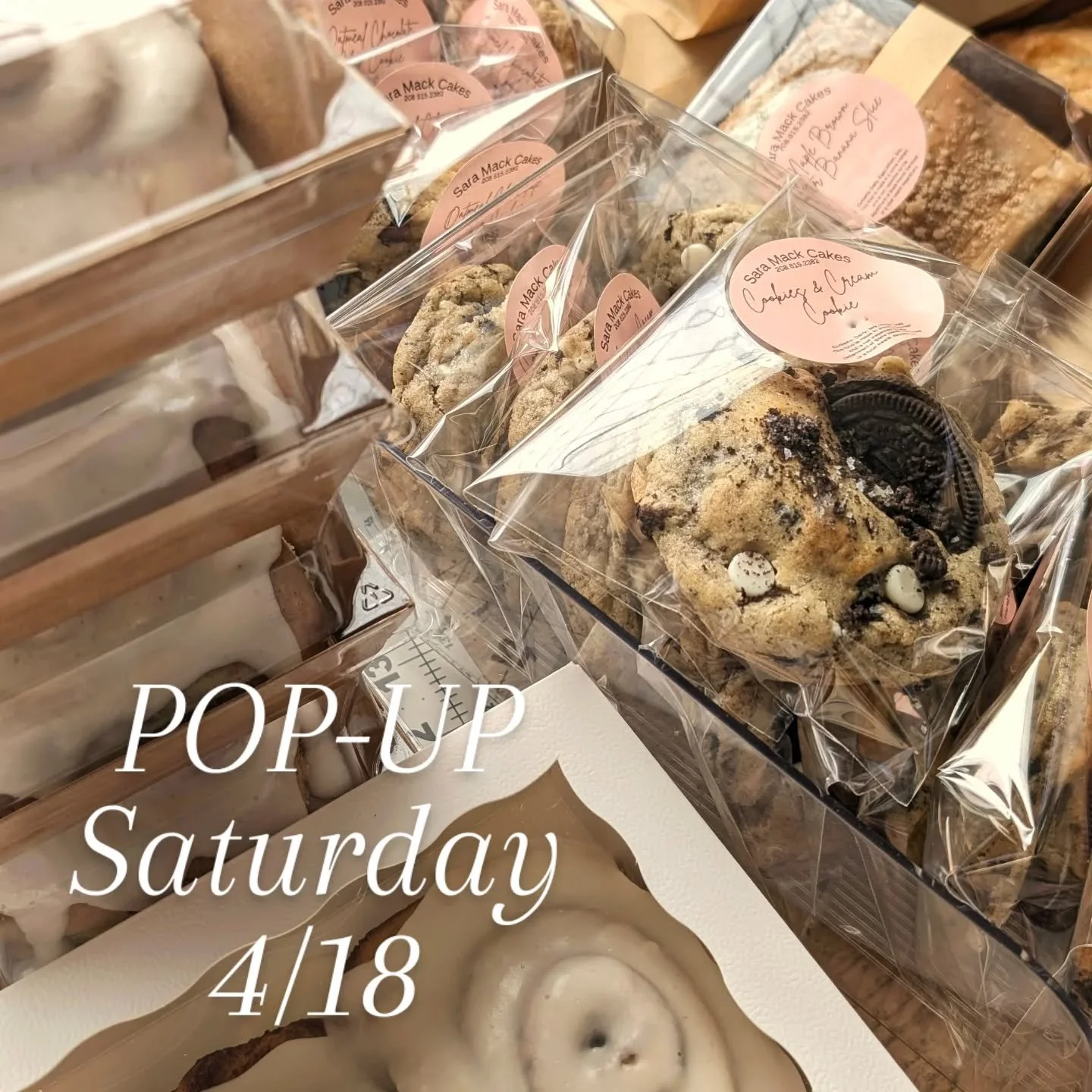My Sara Mack Cakes April Pop-Up Bakery will be open tomorrow, Saturday, 4/18. 

Text or DM for location. Near McMillan and Meridian.

Self-Serve, Venmo and Cash accepted! 

I will have cookies, focaccia, cinnamon rolls, cakes and brownies.

To be add