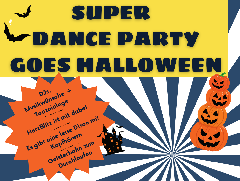Flyer mit Halloween Deko und dem Titel der Veranstaltung
