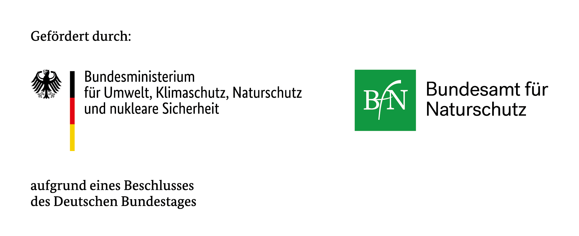 Gefördert durch Bundesministerium für Umwelt, Klimaschutz, Naturschutz und nukleare Sicherheit aufgrund eines Beschlusses des Deutschen Bundestages. Und Logo Bundesamt für Naturschutz