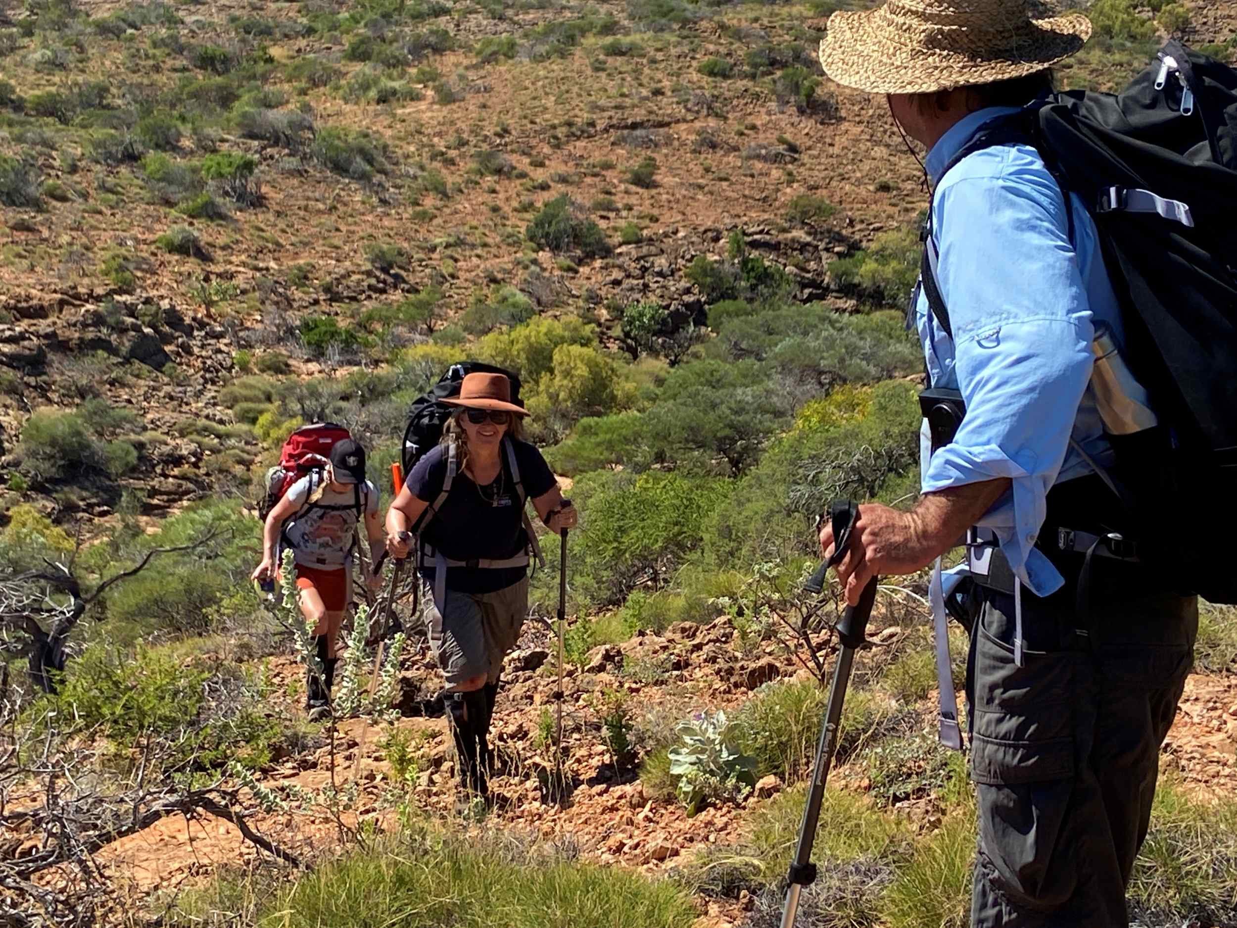 Two-day trek-Trekking up gully Cape Range.JPG