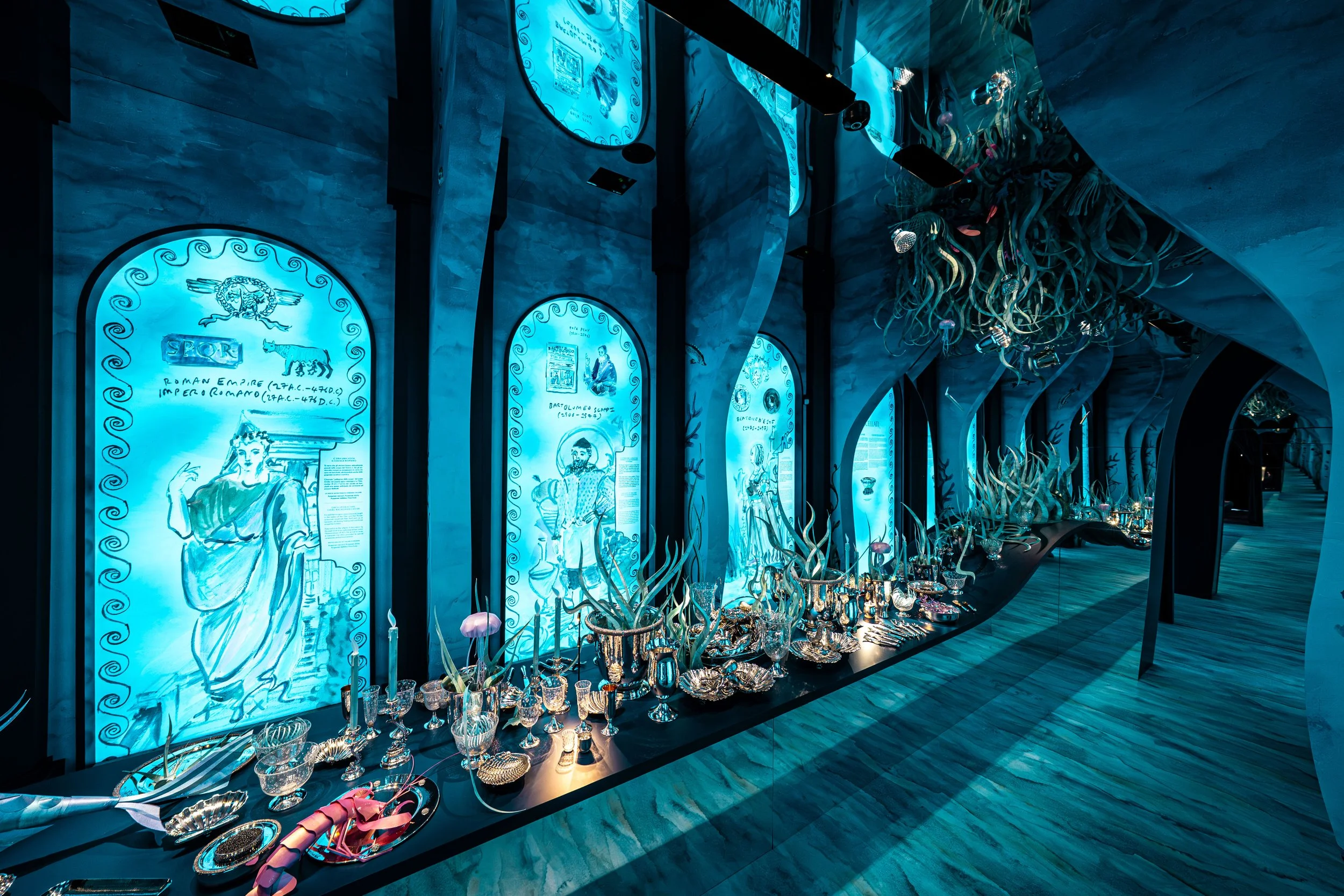 Paper installation created for Buccellati Aquae Mirabiles during Milan Design Week 2026