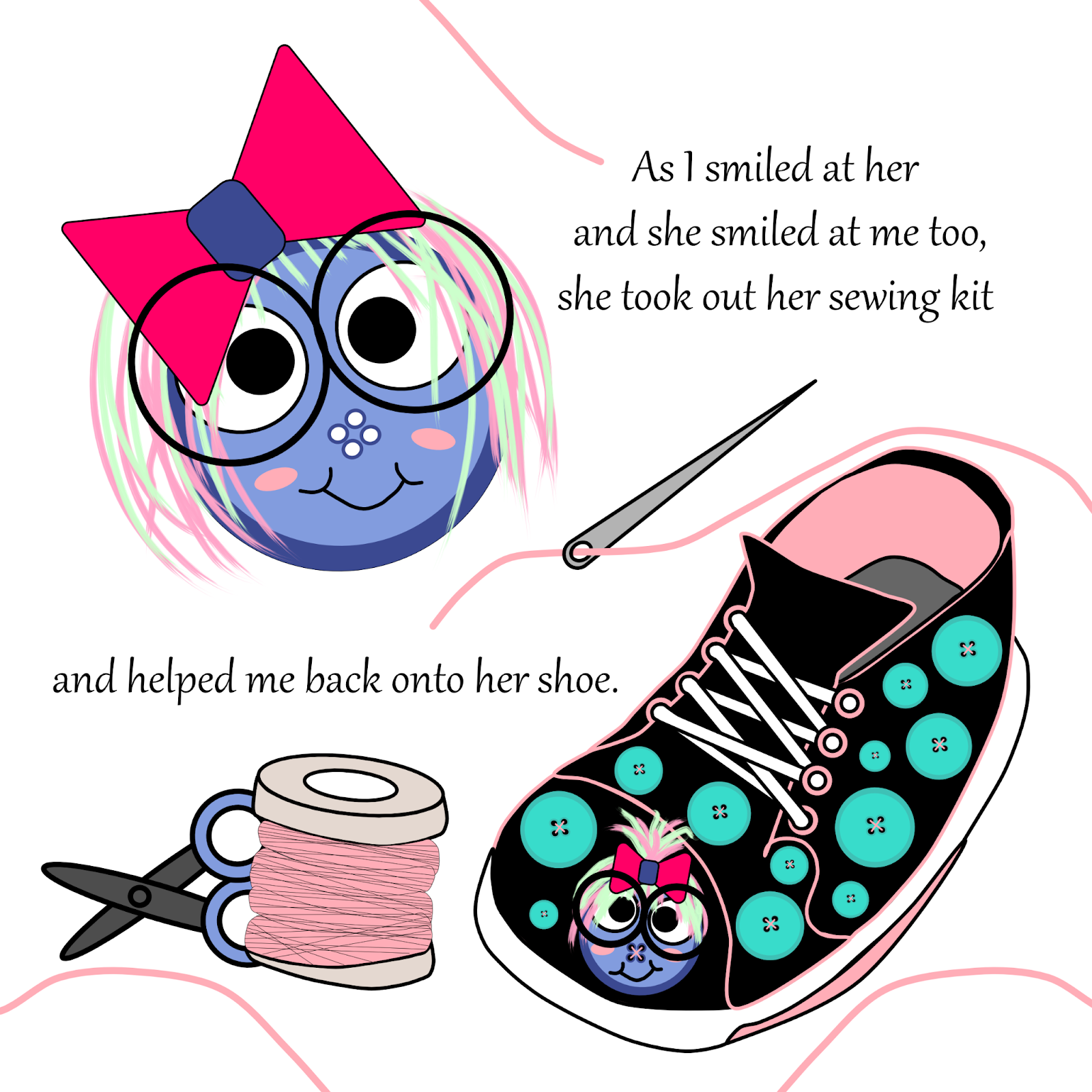 Page 8- sewing back on the shoe.png