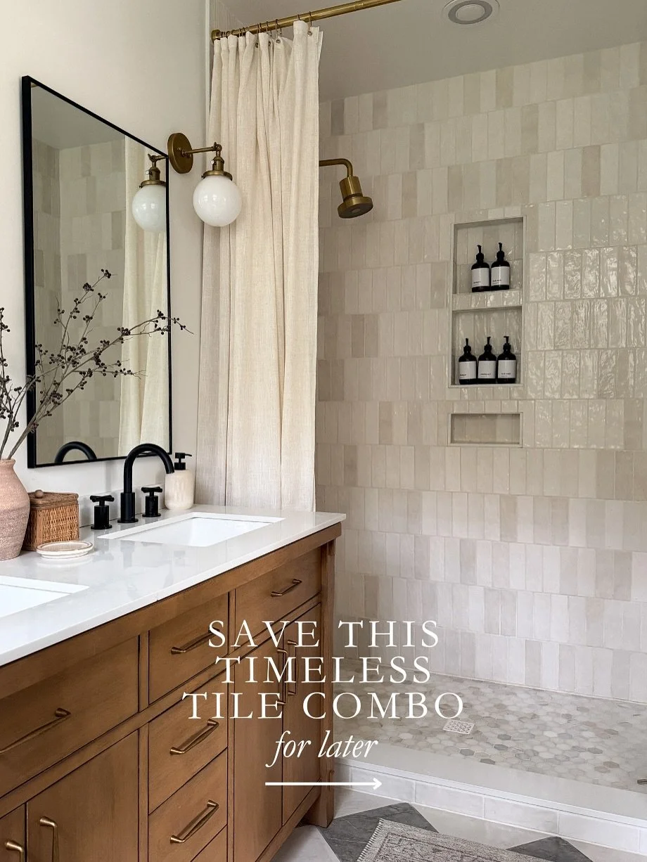 Comment SHOP for links to our master bath &amp; tile 🤍