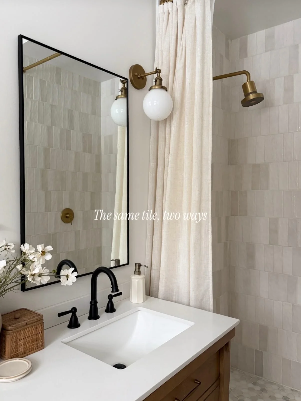 My favorite timeless tile for a kitchen or bath 🤍 comment SHOP for links! Answering FAQ tile questions: 

- The tile is called Ivy Hill Tile Kingston White 3 x 8&rdquo; Glazed Ceramic Wall Tile from @homedepot 
- We planned the tiles randomly, so th