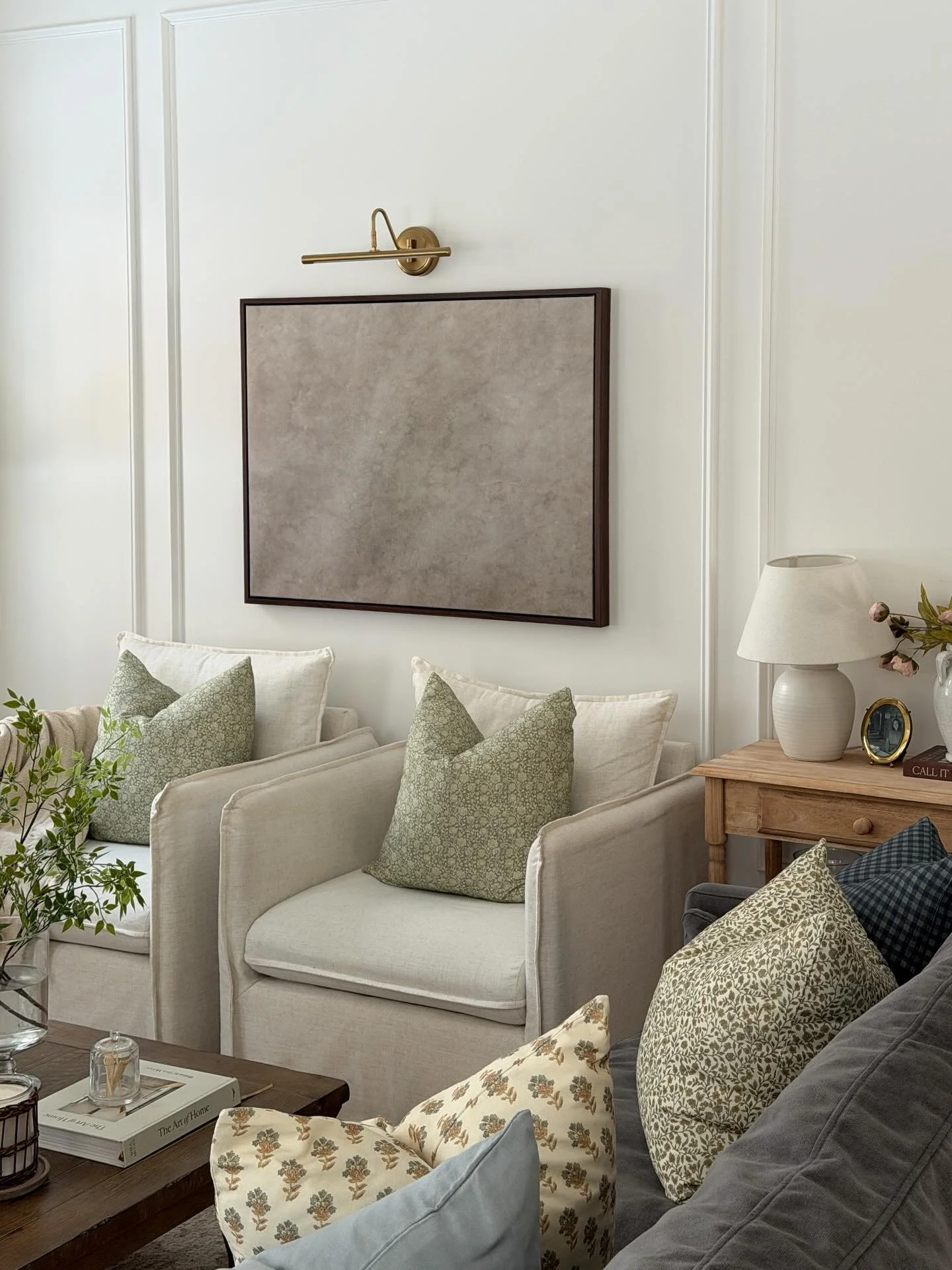 Comment SHOP for links 🤍 We might still have snowbanks outside, but it&rsquo;s feeling like spring inside!!! Loving these new pillow covers from @woven.nook 🤍 you can use code HARBORANDPINE for a discount!