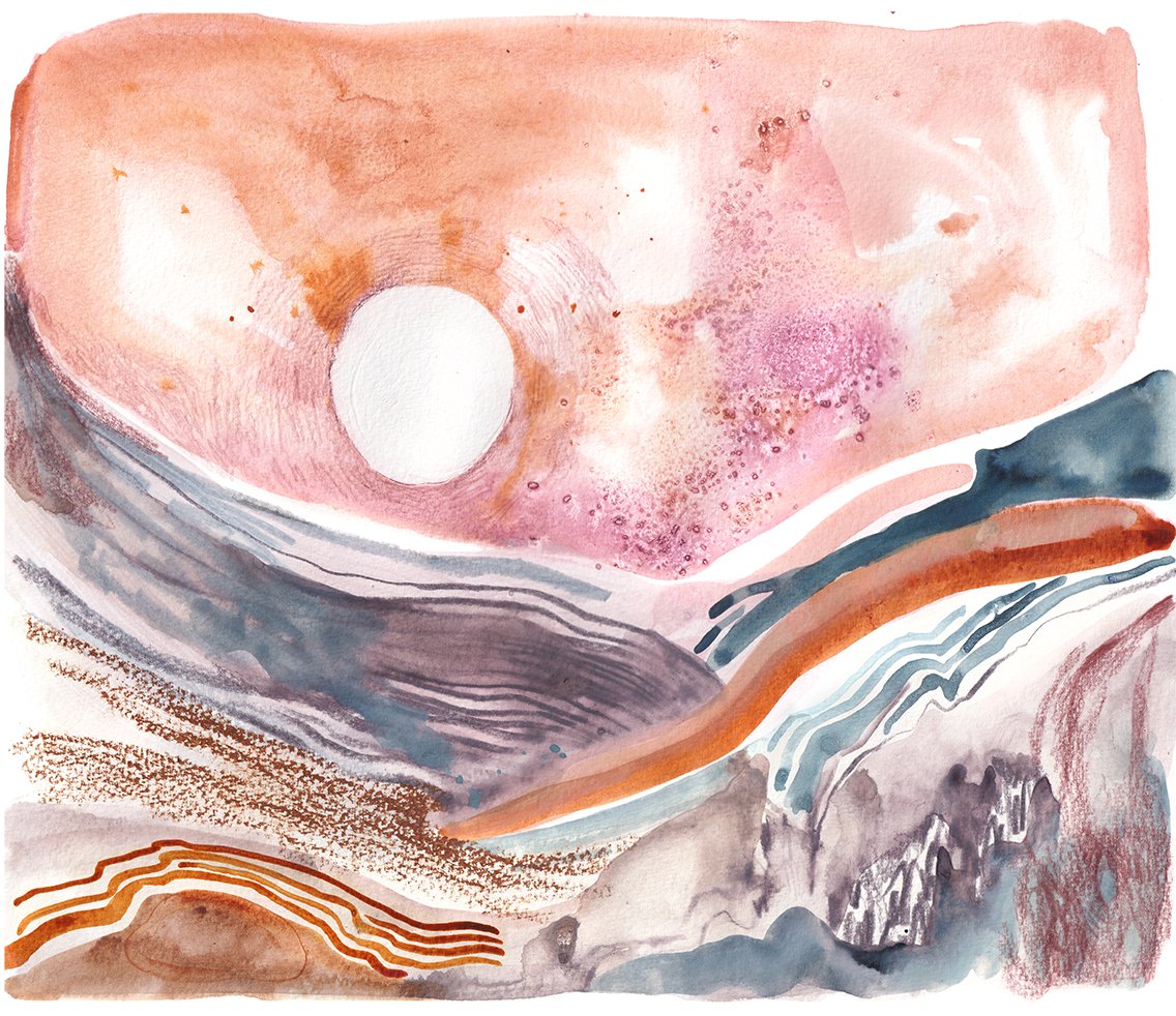 MIXED MEDIA ON PAPER BIG MOON SMALL.jpg