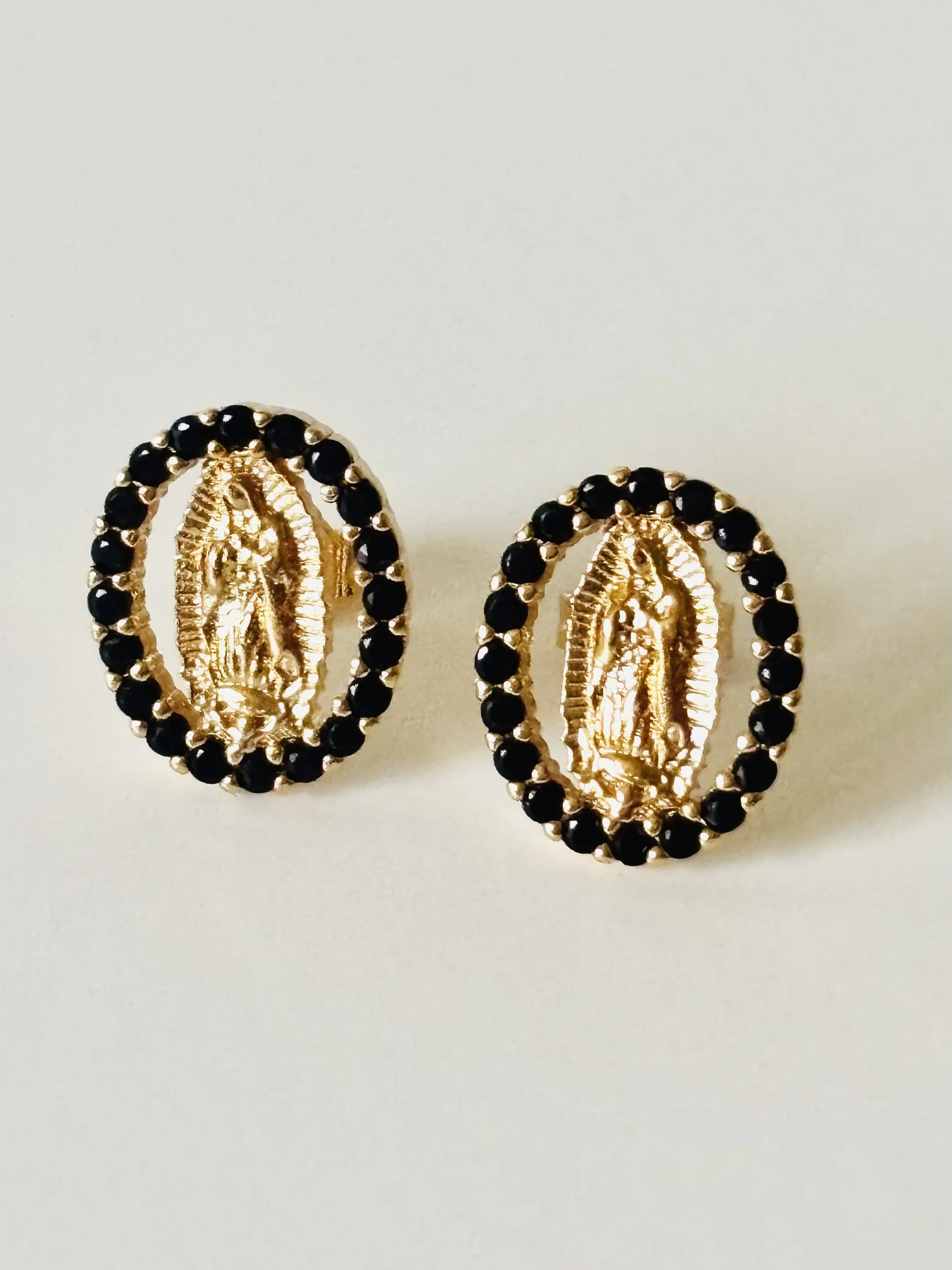 Our Lady of Guadalupe Earrings with Black Onyx