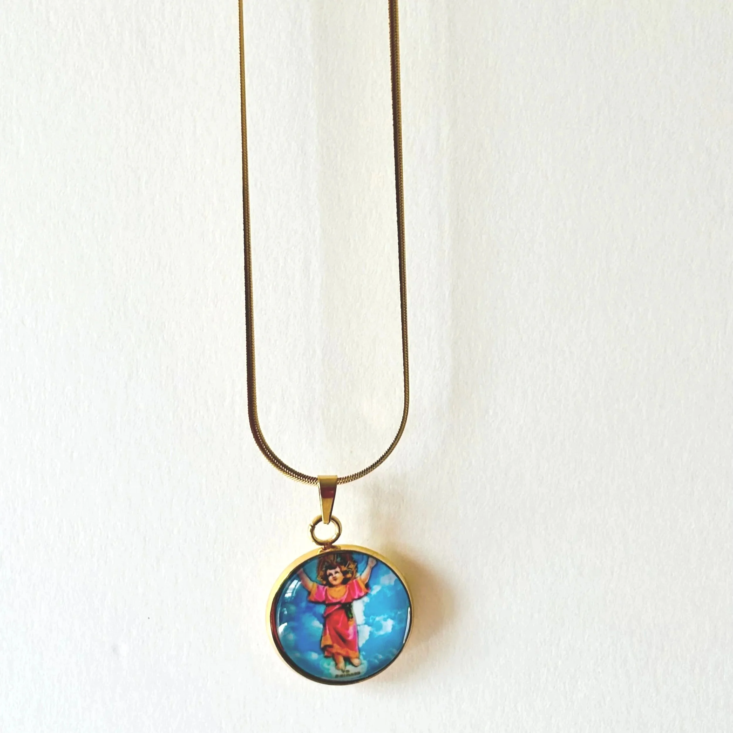 The Infant Jesus Necklace with Stainless Steel Gold Chain