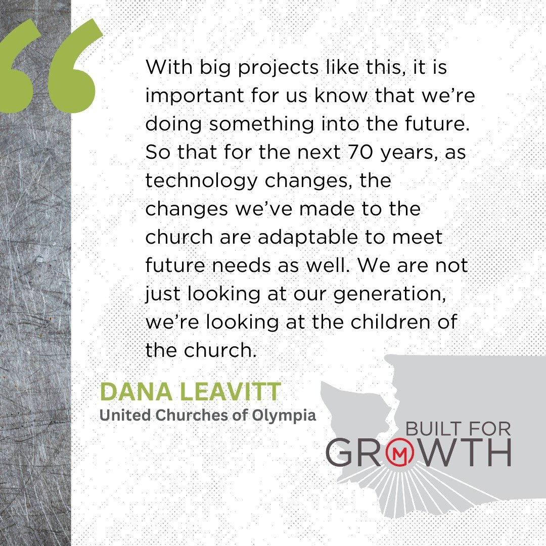 Have you checked out our latest podcast with United Churches of Olympia's Dana Leavitt? 🎙️

This project will not only impact the current congregation but will touch future generations of the church and provide a safe, sustainable place for everyone