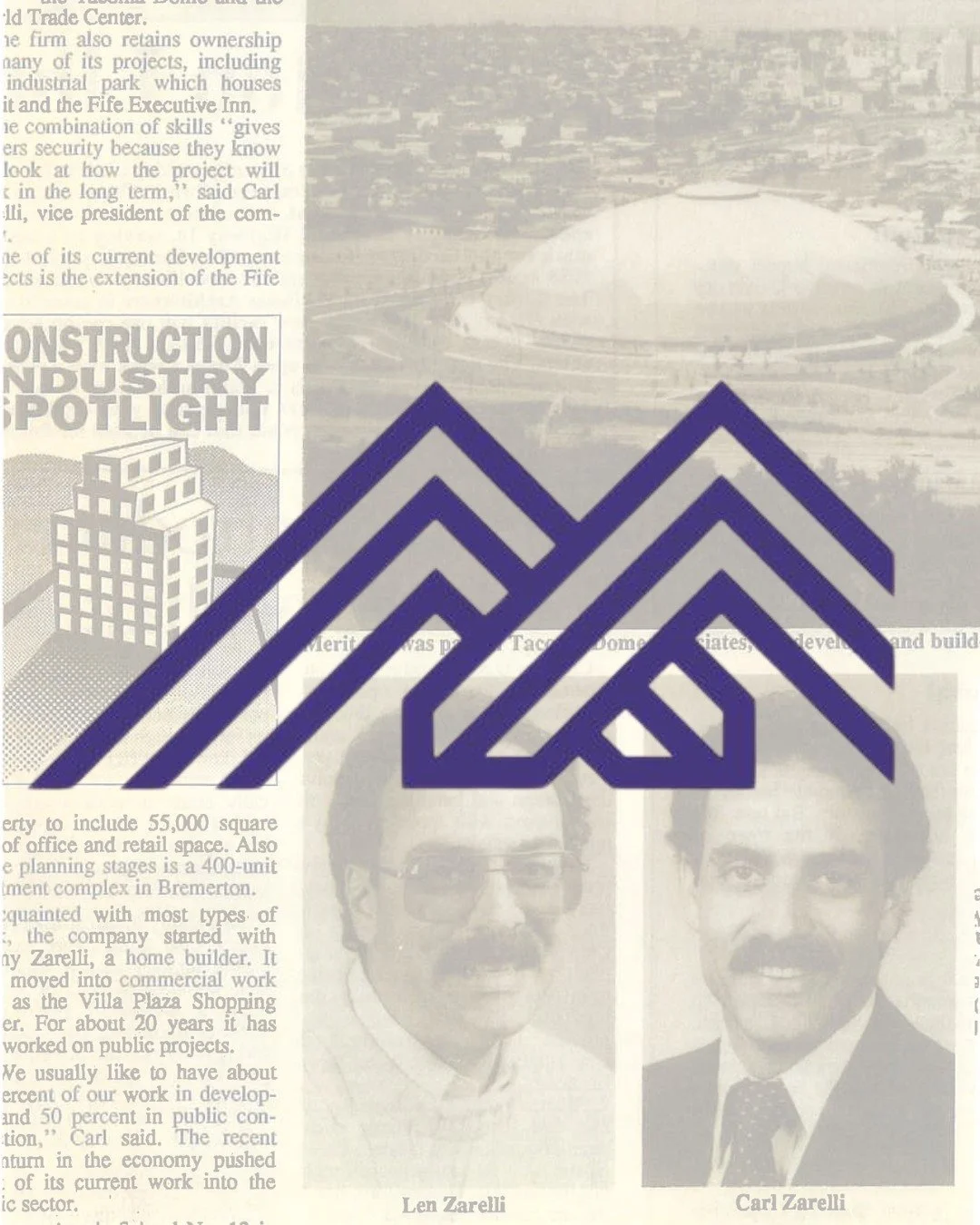 Merit Logos Throughout the Years, Part 1. 

The original Merit Logo, est. 1957. Featuring a strong blue color reminiscent of Pacific Northwest, this logo represented one of the region&rsquo;s premier commercial general contractors and would be featur